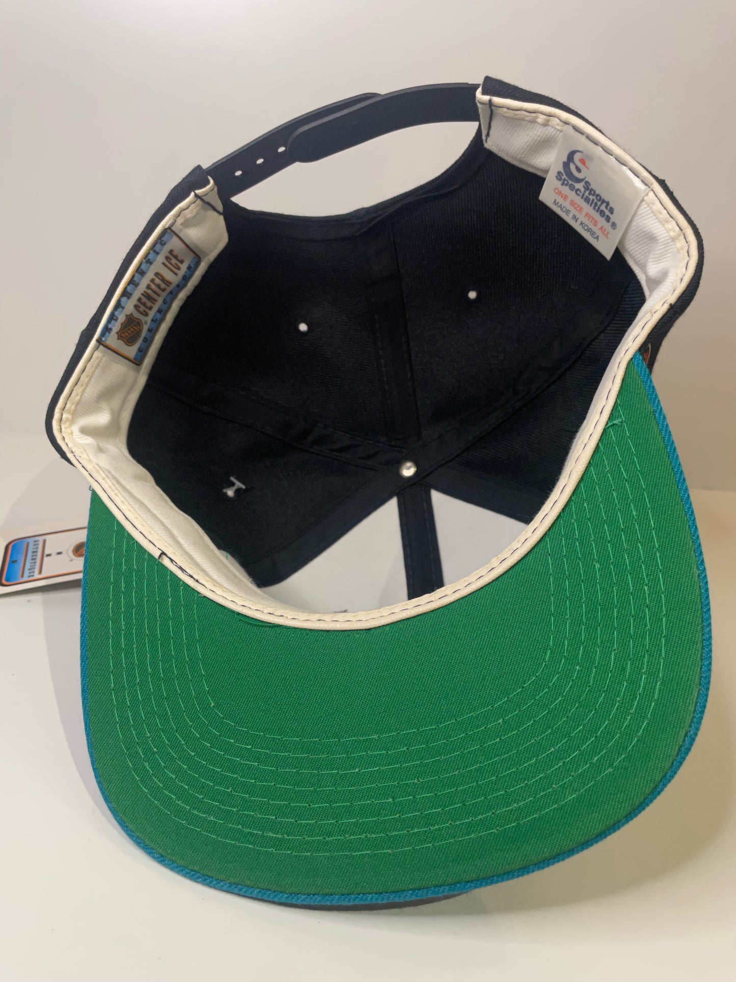 "DS" VINTAGE 90s SAN JOSE SHARKS SPORTS SPECIALTIES SCRIPT SNAPBACK HAT