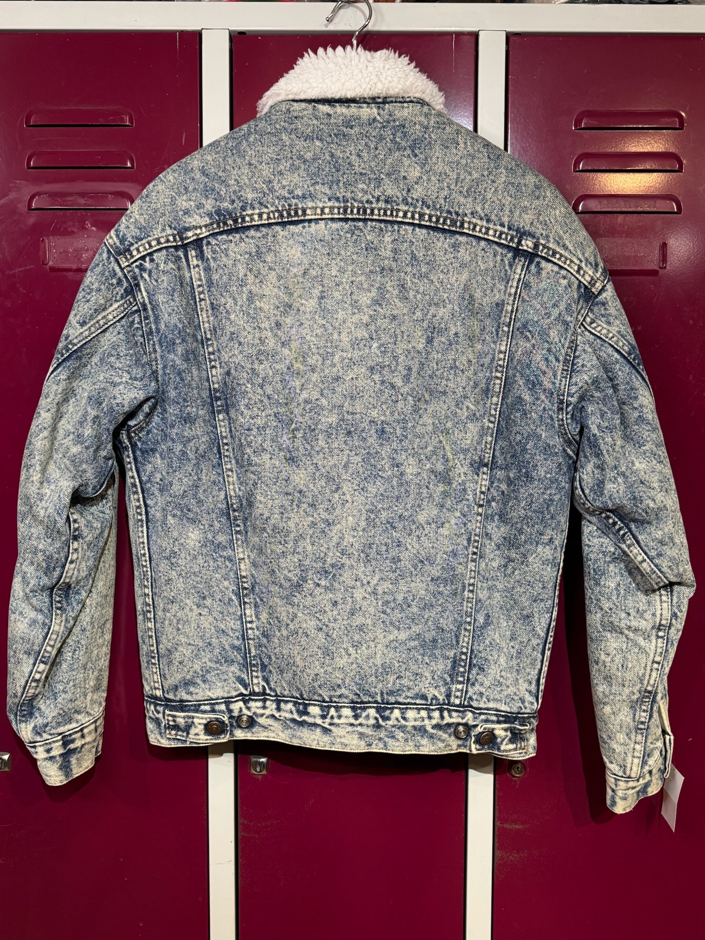 LEVI'S VINTAGE 80s SHERPA ACID WASH DENIM JACKET SZ: S