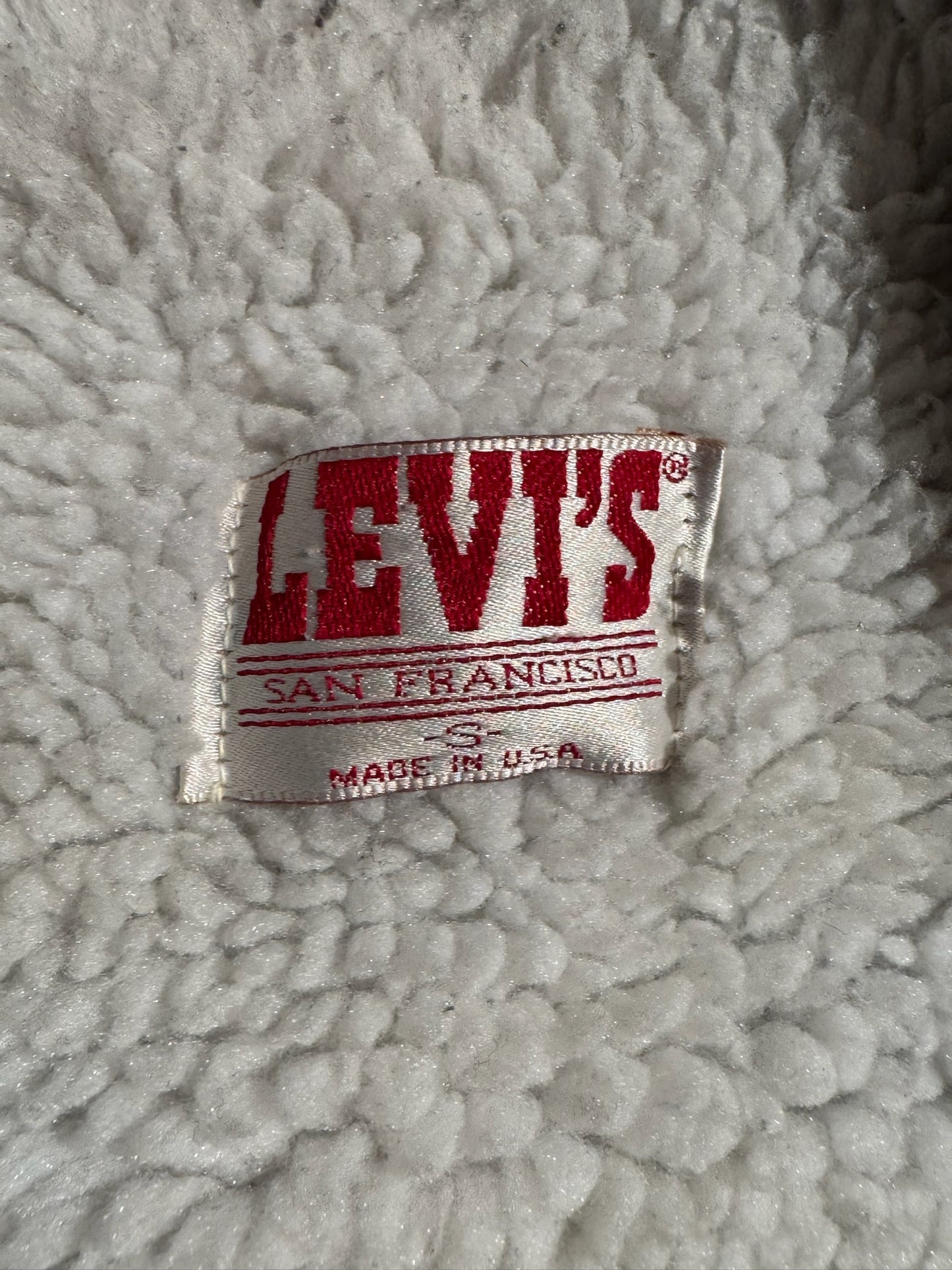 LEVI'S VINTAGE 80s SHERPA ACID WASH DENIM JACKET SZ: S