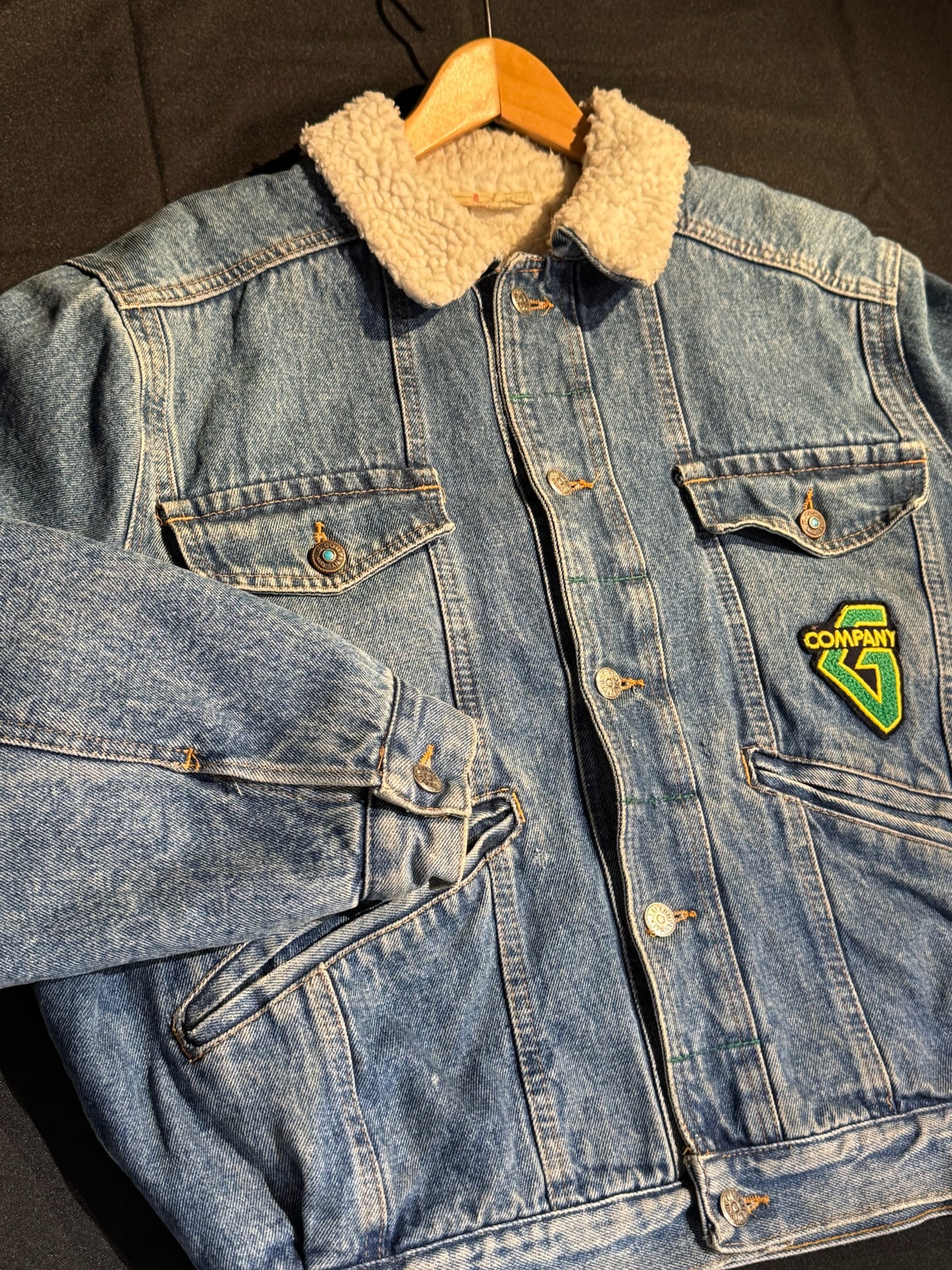 VINTAGE 80s GENERAL COMPANY SHERPA DENIM JACKET SZ: L (WMN)