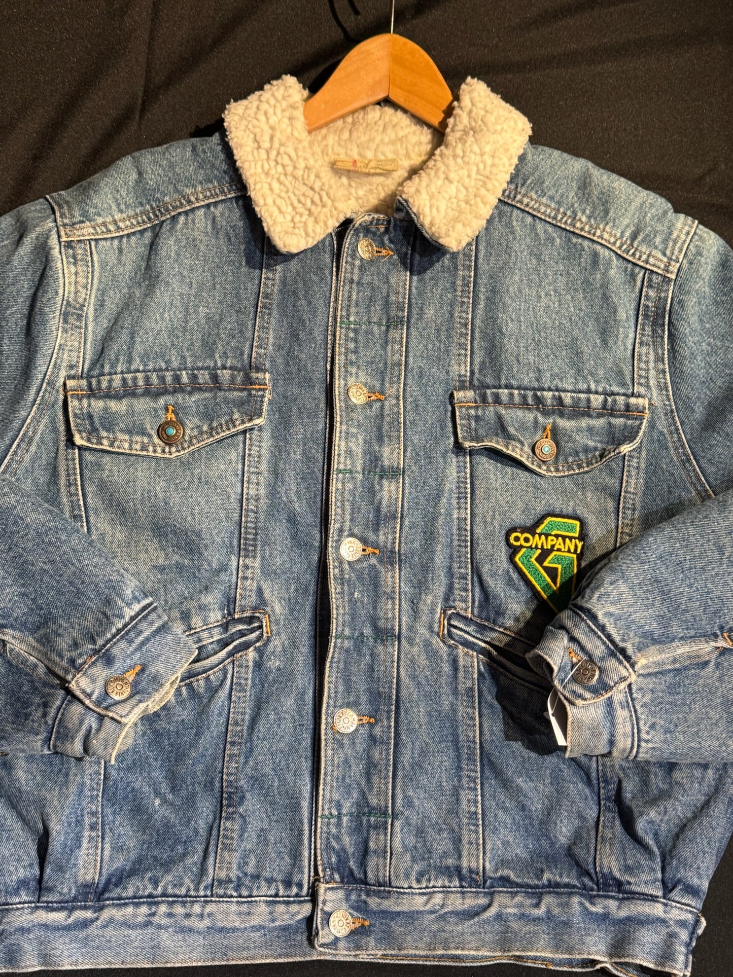VINTAGE 80s GENERAL COMPANY SHERPA DENIM JACKET SZ: L (WMN)
