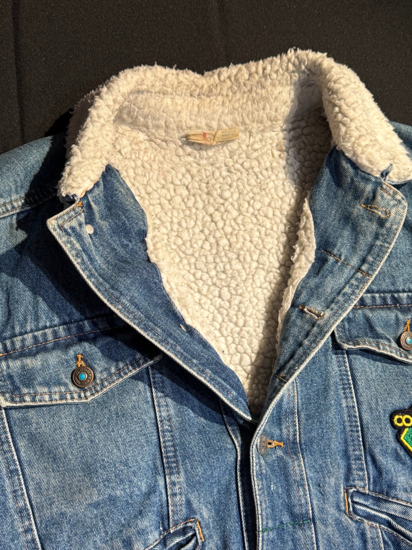 VINTAGE 80s GENERAL COMPANY SHERPA DENIM JACKET SZ: L (WMN)
