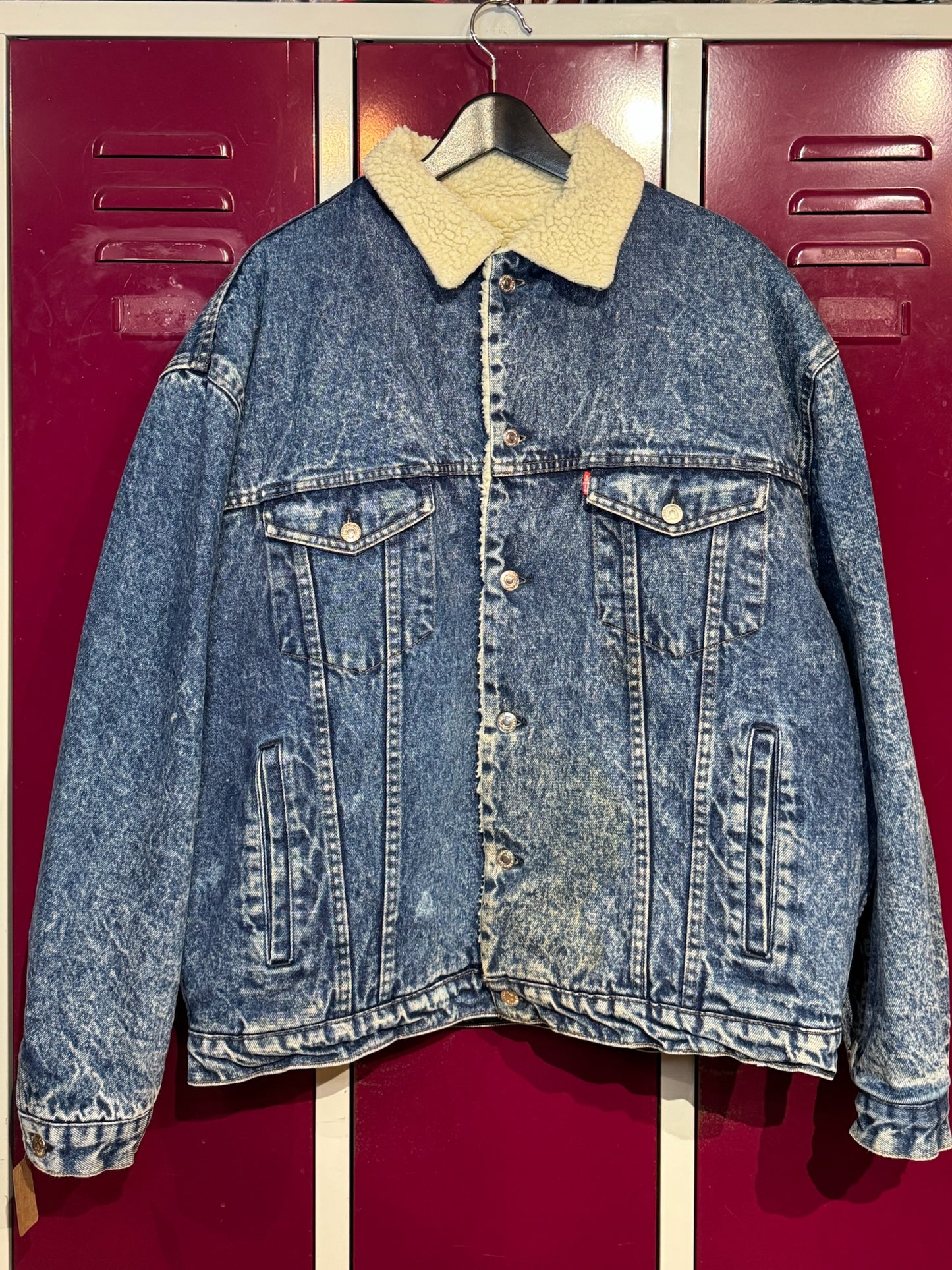 LEVI'S VINTAGE SHERPA ACID WASH DENIM JACKET  SZ: XL