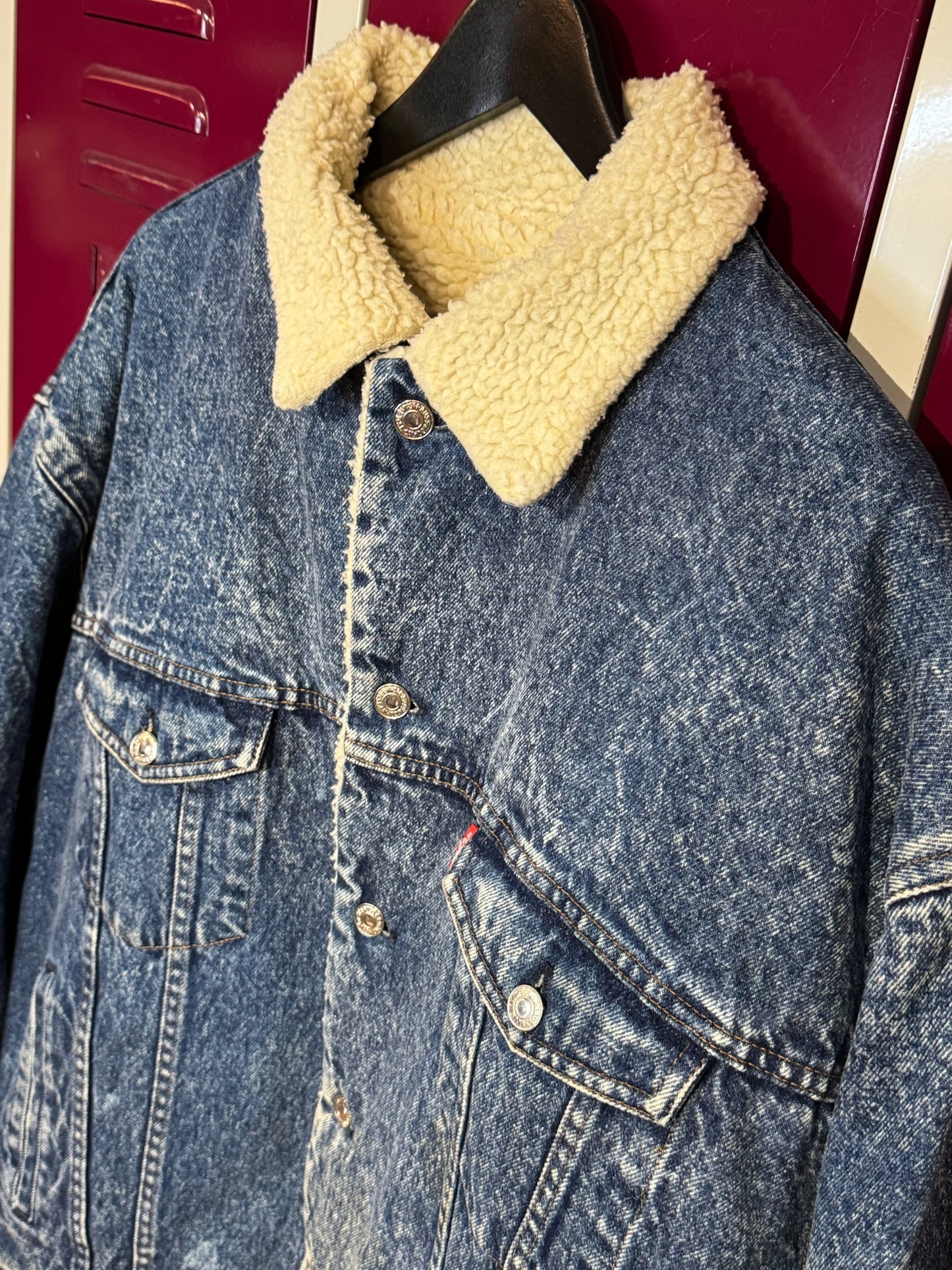 LEVI'S VINTAGE SHERPA ACID WASH DENIM JACKET  SZ: XL
