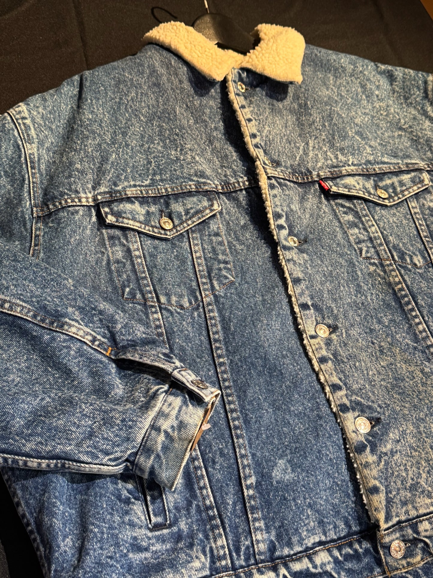 LEVI'S VINTAGE SHERPA ACID WASH DENIM JACKET  SZ: XL