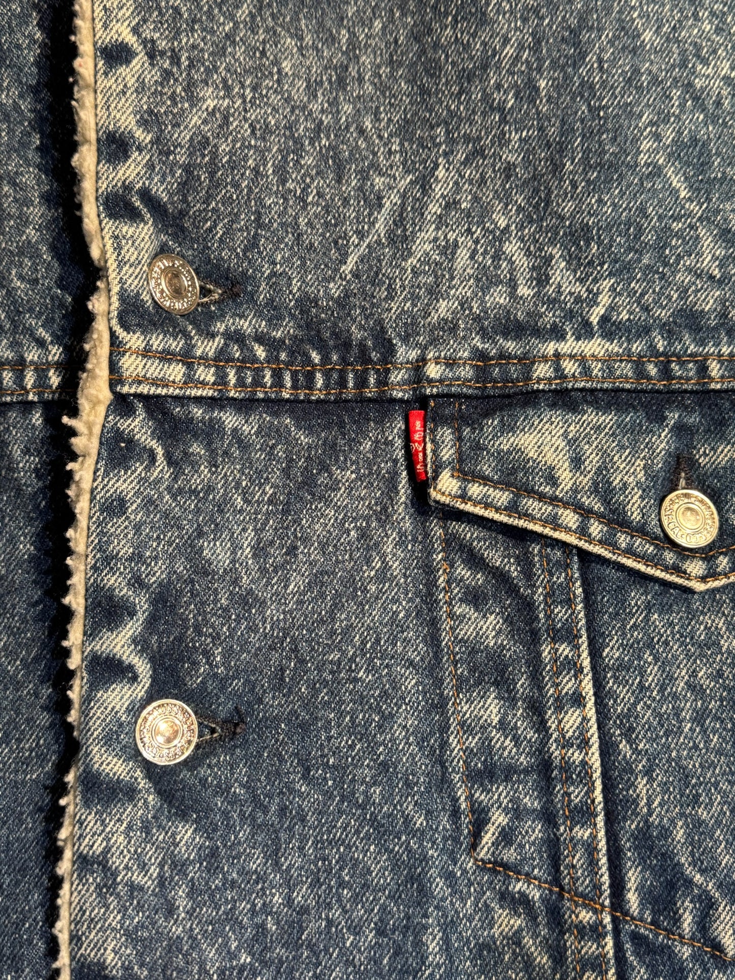 LEVI'S VINTAGE SHERPA ACID WASH DENIM JACKET  SZ: XL