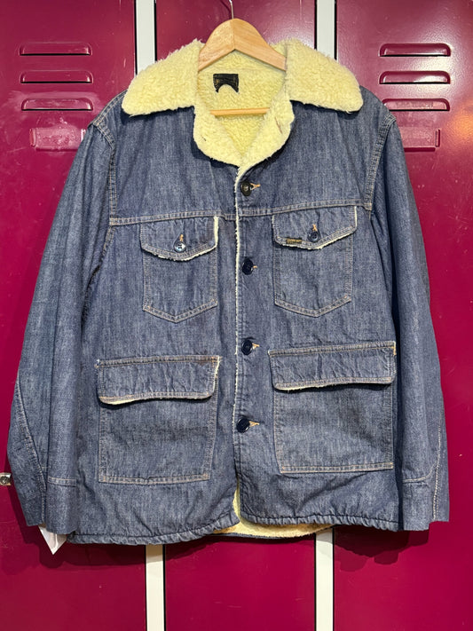 VINTAGE ROEBUCKS RANCH SHERPA DENIM JACKET SZ: L
