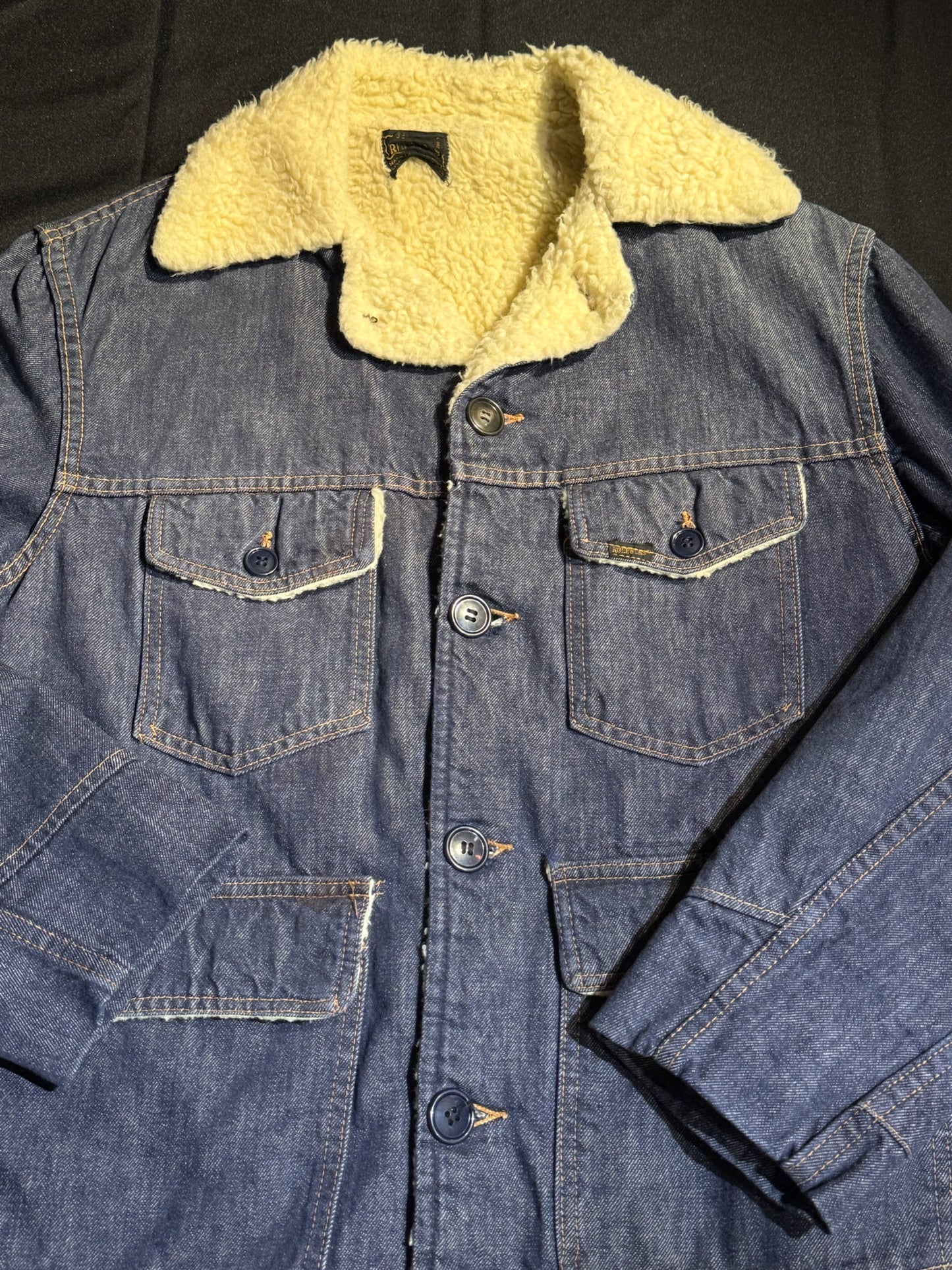 VINTAGE ROEBUCKS RANCH SHERPA DENIM JACKET SZ: L