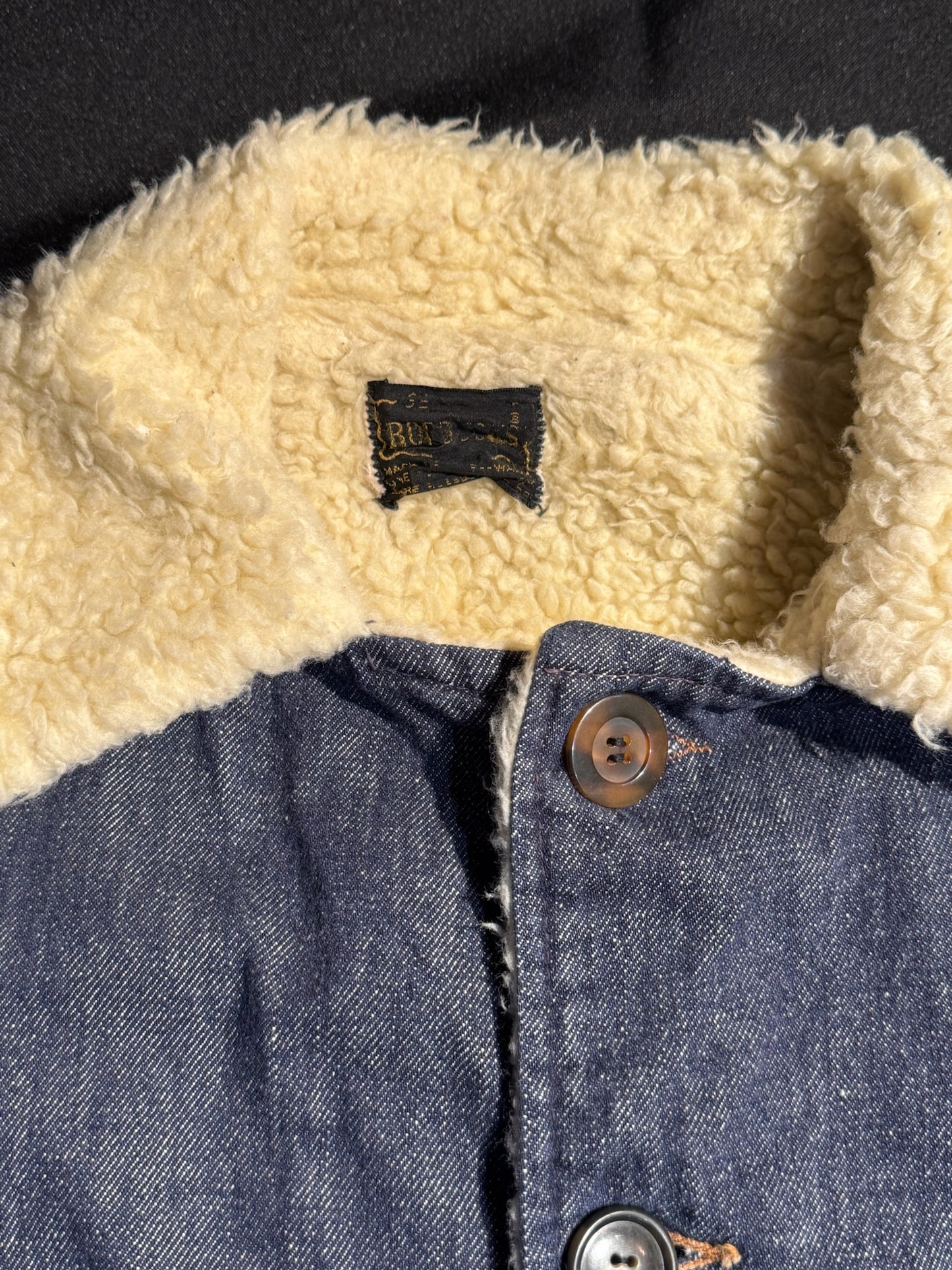 VINTAGE ROEBUCKS RANCH SHERPA DENIM JACKET SZ: L