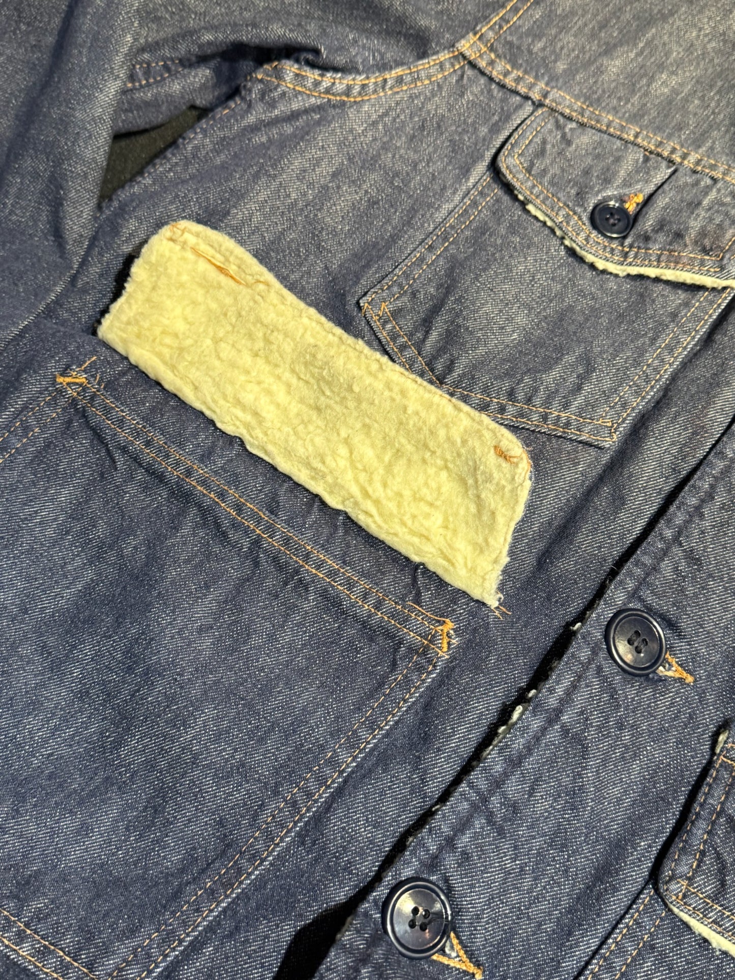 VINTAGE ROEBUCKS RANCH SHERPA DENIM JACKET SZ: L