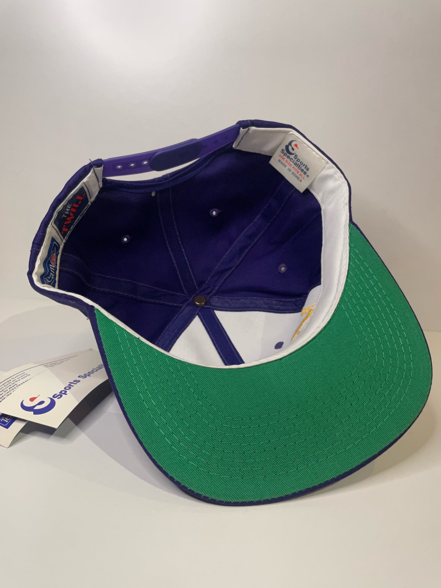 "DS" VINTAGE 90s MINNESOTA VIKINGS SPORTS SPECIALTIES SCRIPT SNAPBACK HAT