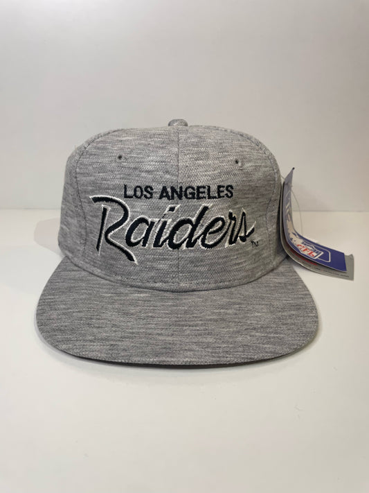"DS" VINTAGE 90s LOS ANGELES RAIDERS SPORTS SPECIALTIES SCRIPT SNAPBACK HAT