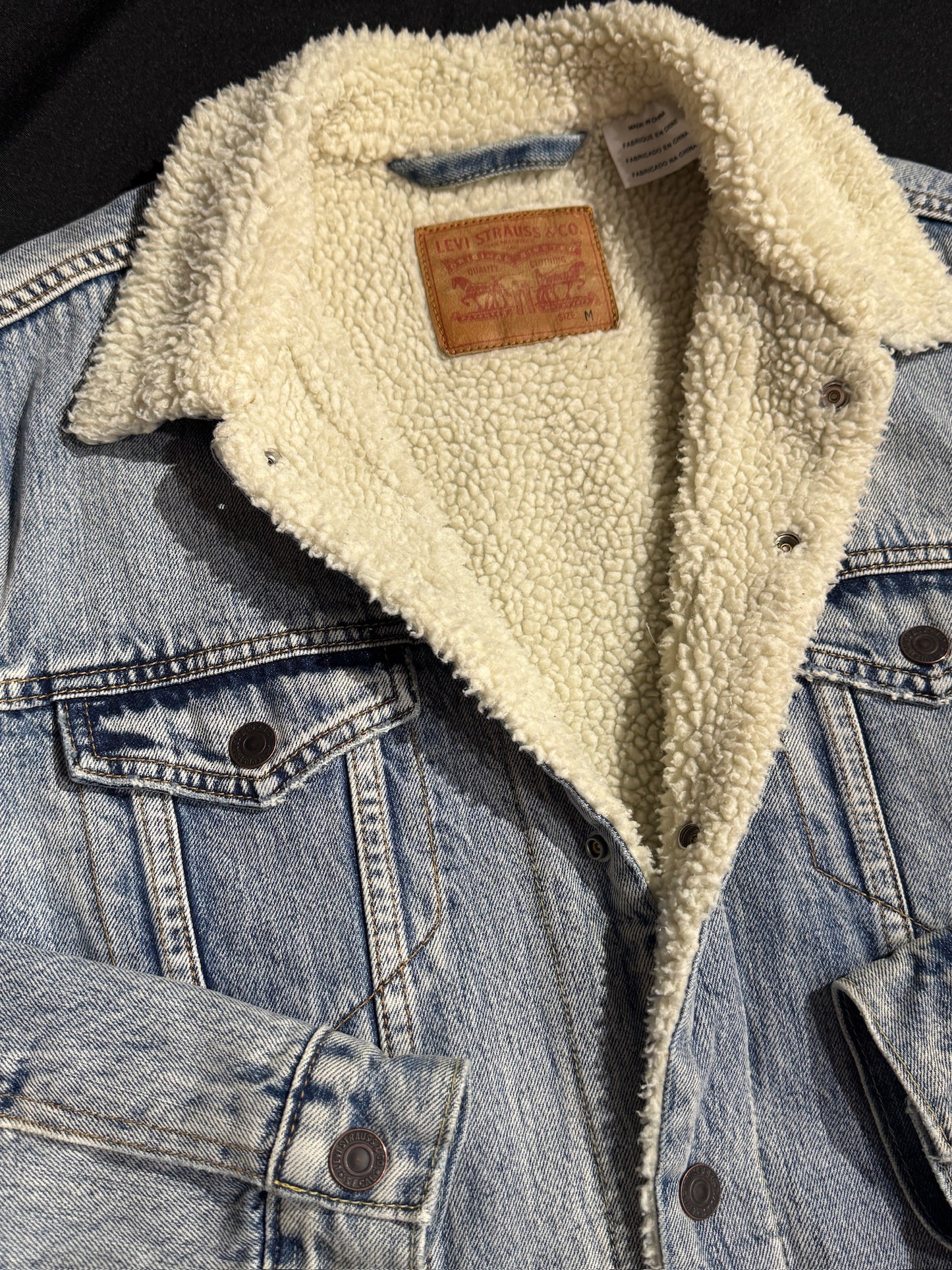 LEVI'S SHERPA LIGHT BLUE DENIM JACKET SZ: M