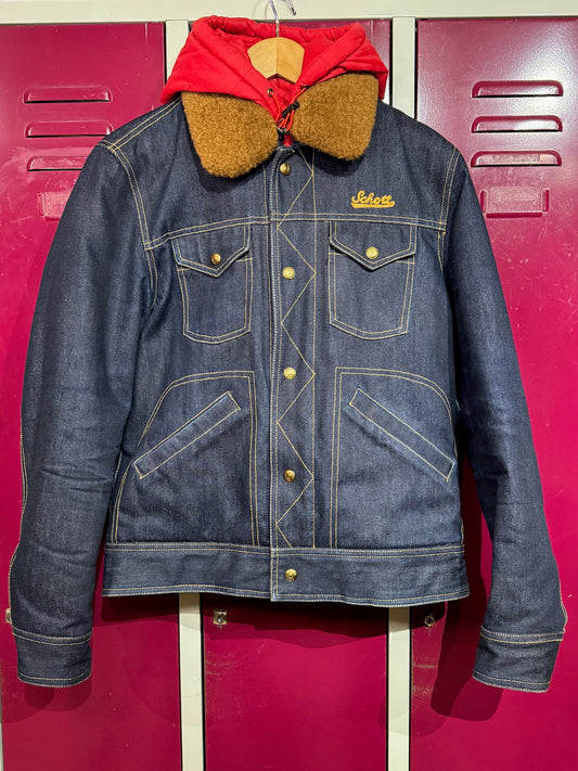 SCHOTT N.Y.C MADISON DENIM "REMOVABLE HOOD & COLLAR" JACKET SZ: S