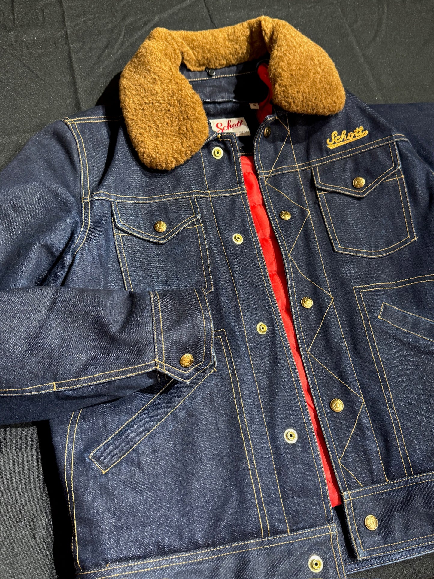 SCHOTT N.Y.C MADISON DENIM "REMOVABLE HOOD & COLLAR" JACKET SZ: S