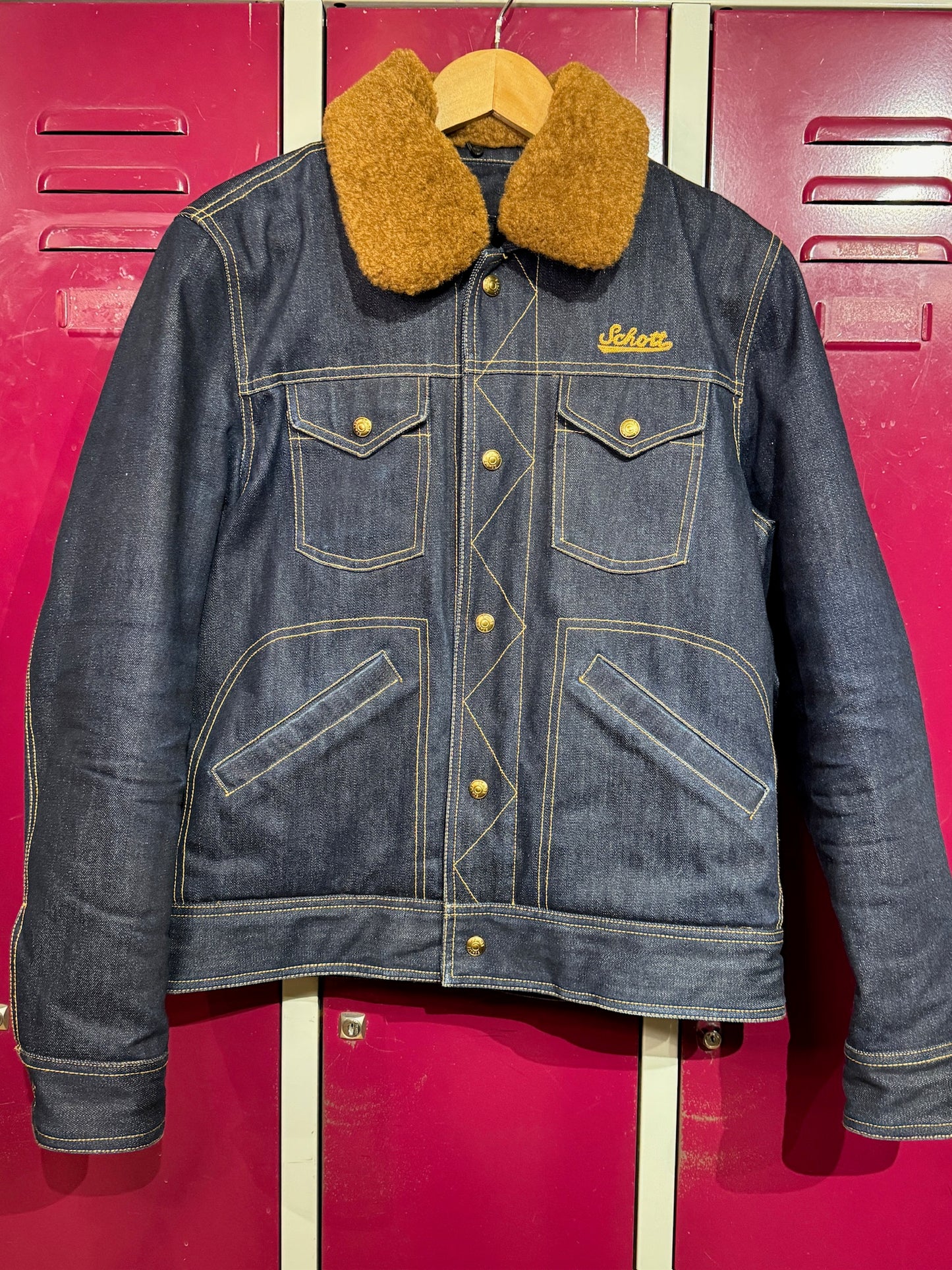 SCHOTT N.Y.C MADISON DENIM "REMOVABLE HOOD & COLLAR" JACKET SZ: S
