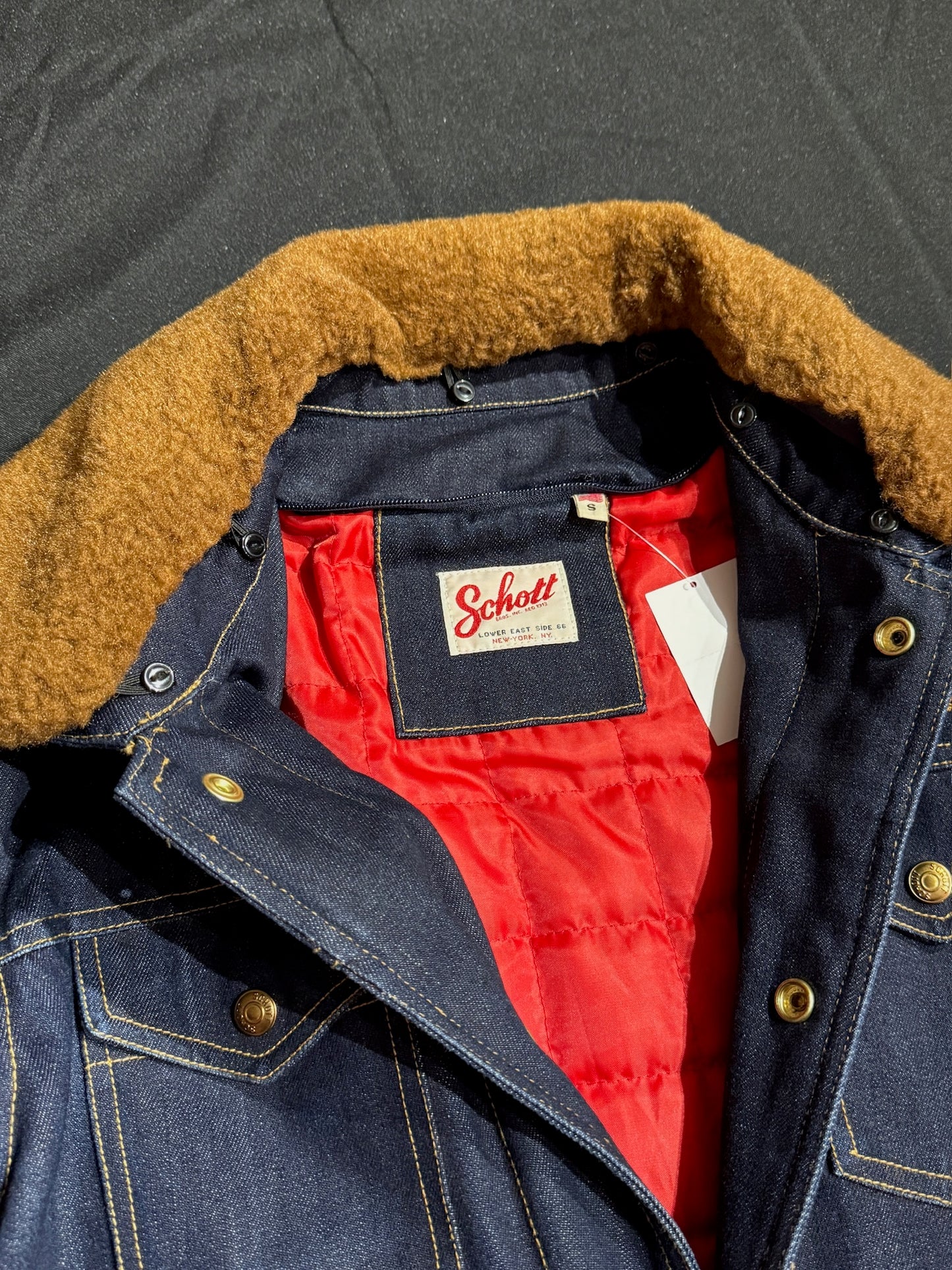 SCHOTT N.Y.C MADISON DENIM "REMOVABLE HOOD & COLLAR" JACKET SZ: S