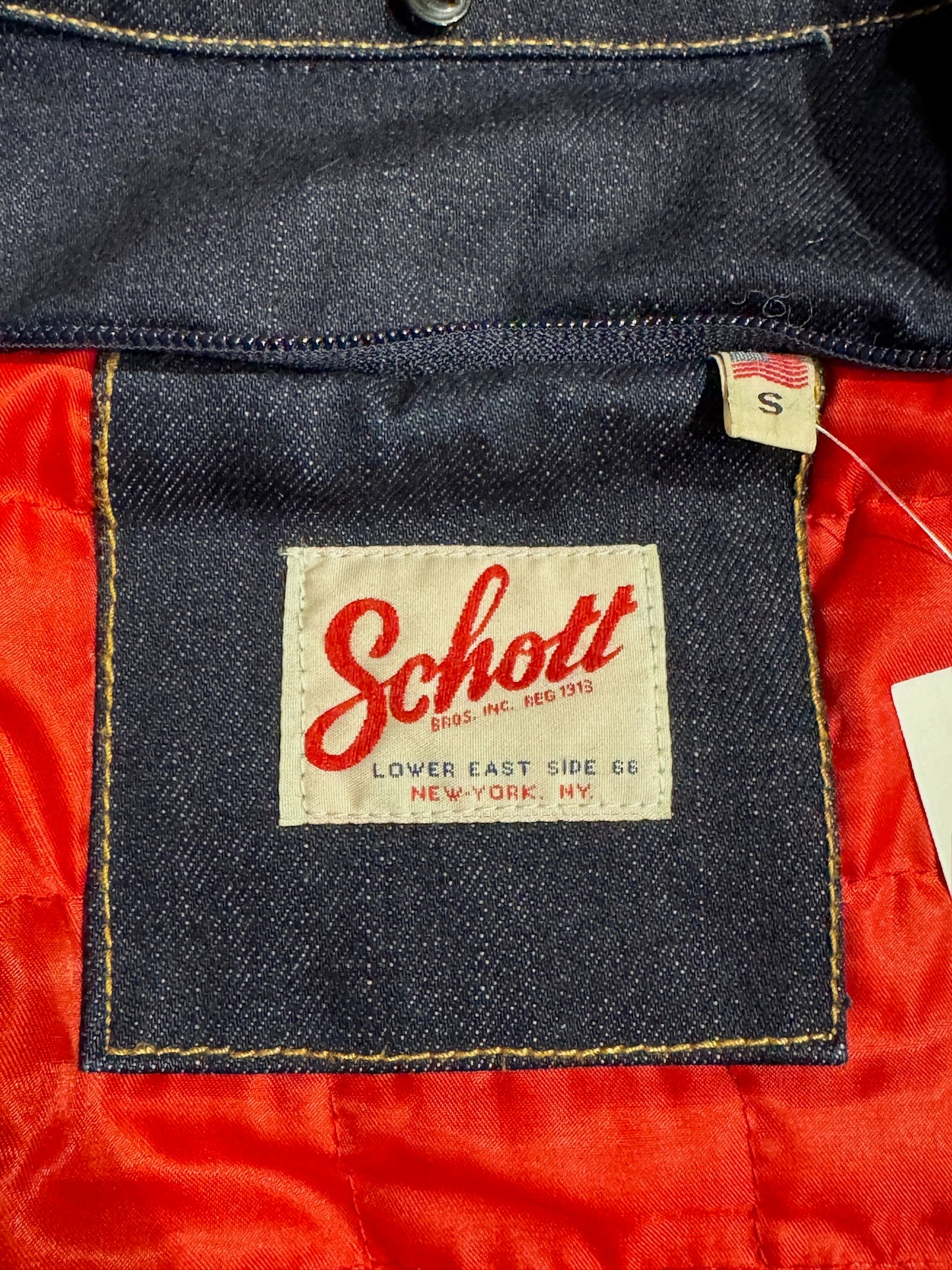 SCHOTT N.Y.C MADISON DENIM "REMOVABLE HOOD & COLLAR" JACKET SZ: S