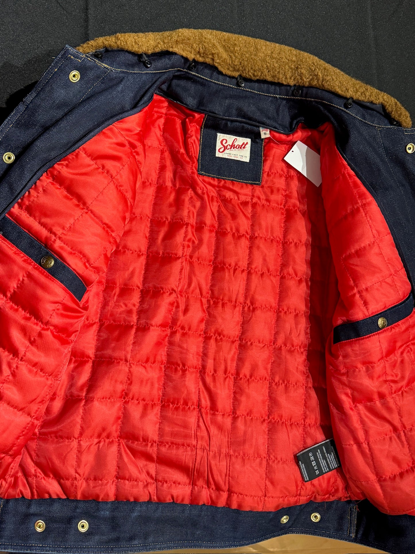 SCHOTT N.Y.C MADISON DENIM "REMOVABLE HOOD & COLLAR" JACKET SZ: S
