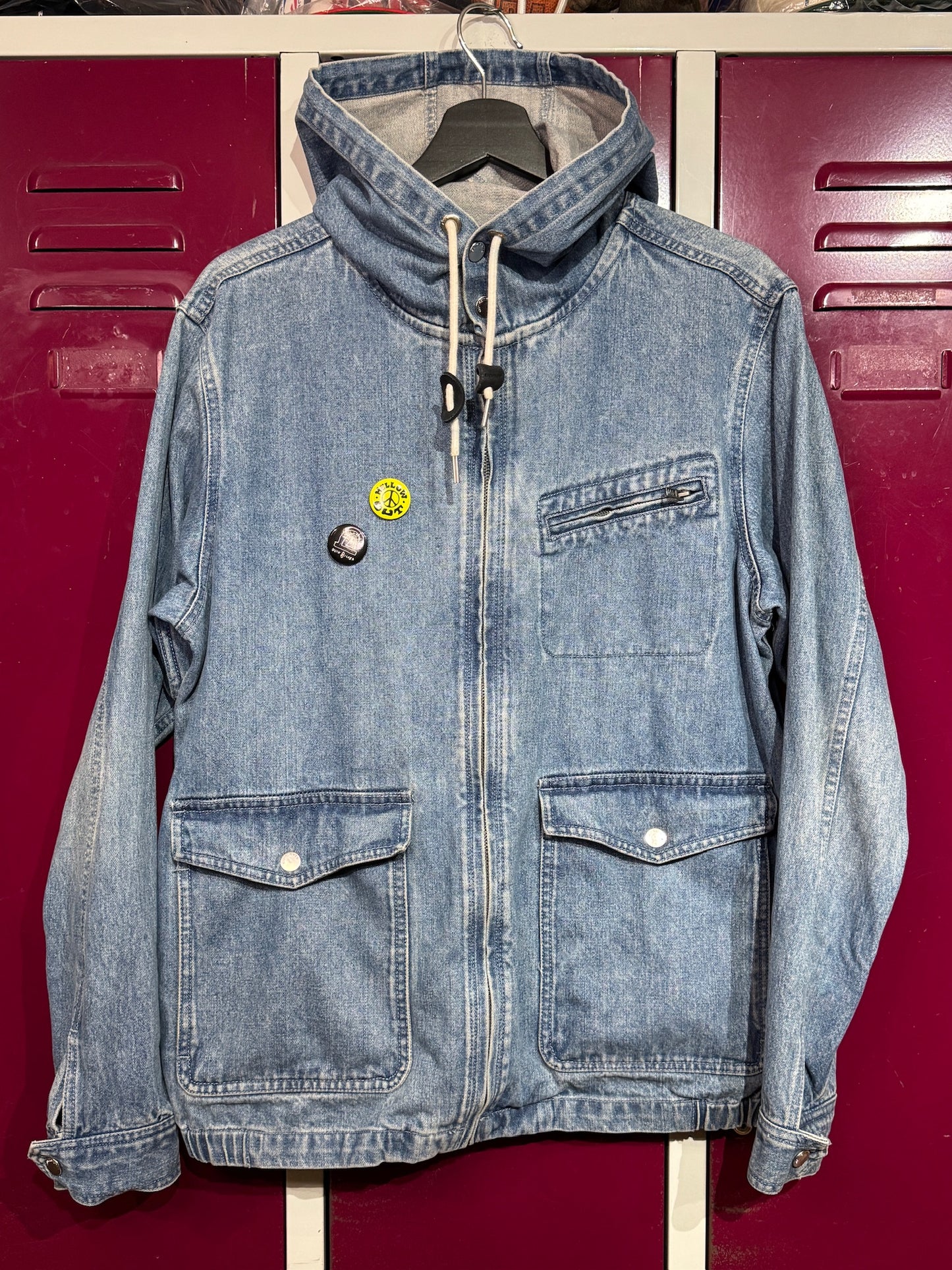 QUIKSILVER DENIM HOODED JACKET SZ: S