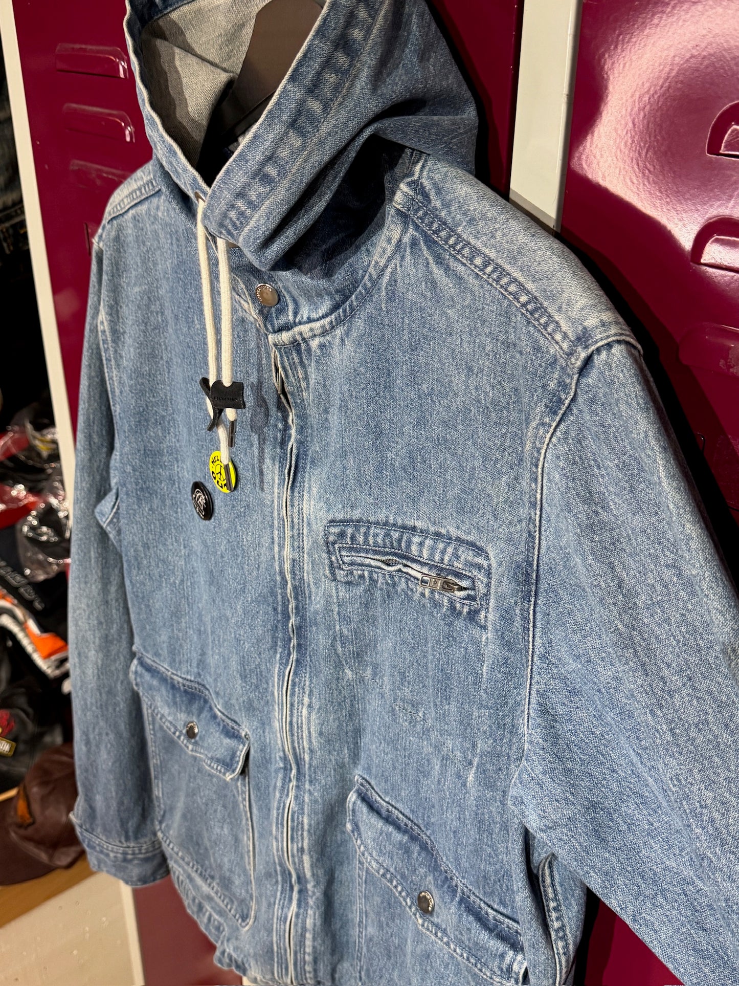 QUIKSILVER DENIM HOODED JACKET SZ: S