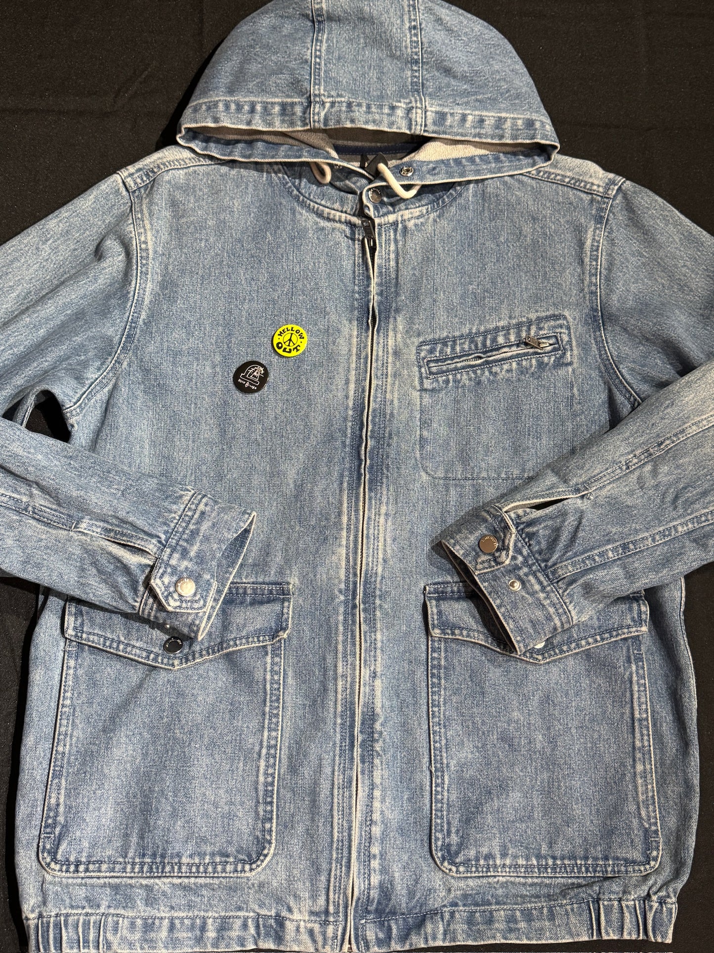 QUIKSILVER DENIM HOODED JACKET SZ: S