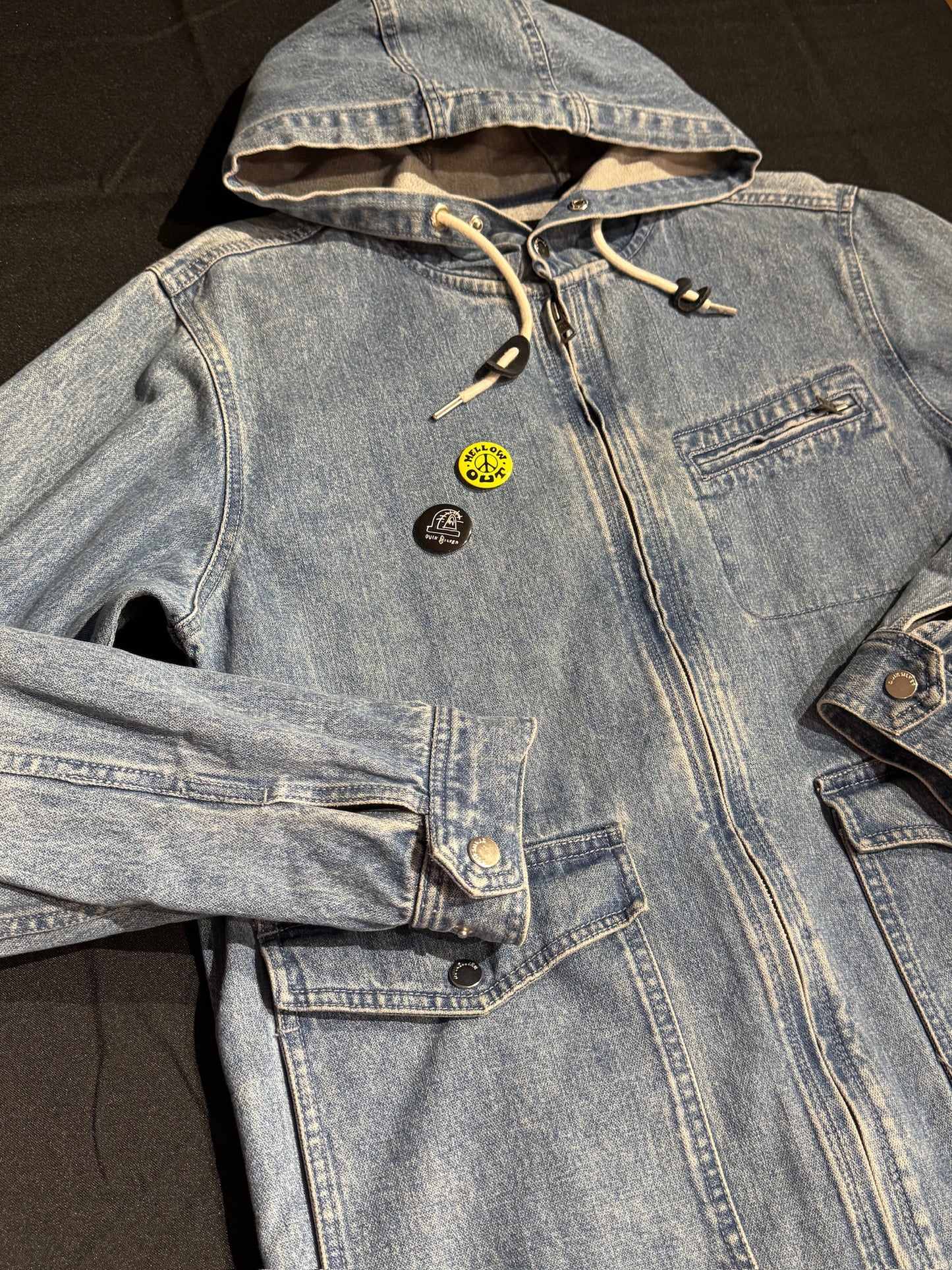 QUIKSILVER DENIM HOODED JACKET SZ: S