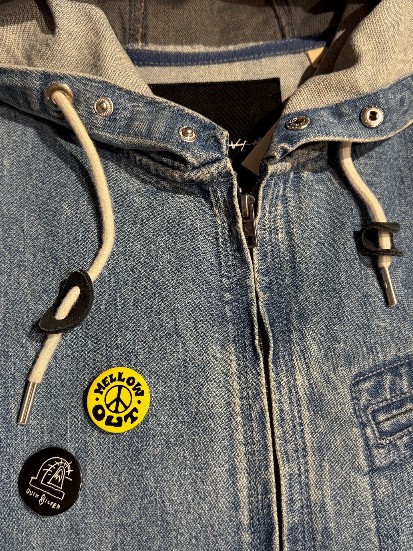 QUIKSILVER DENIM HOODED JACKET SZ: S