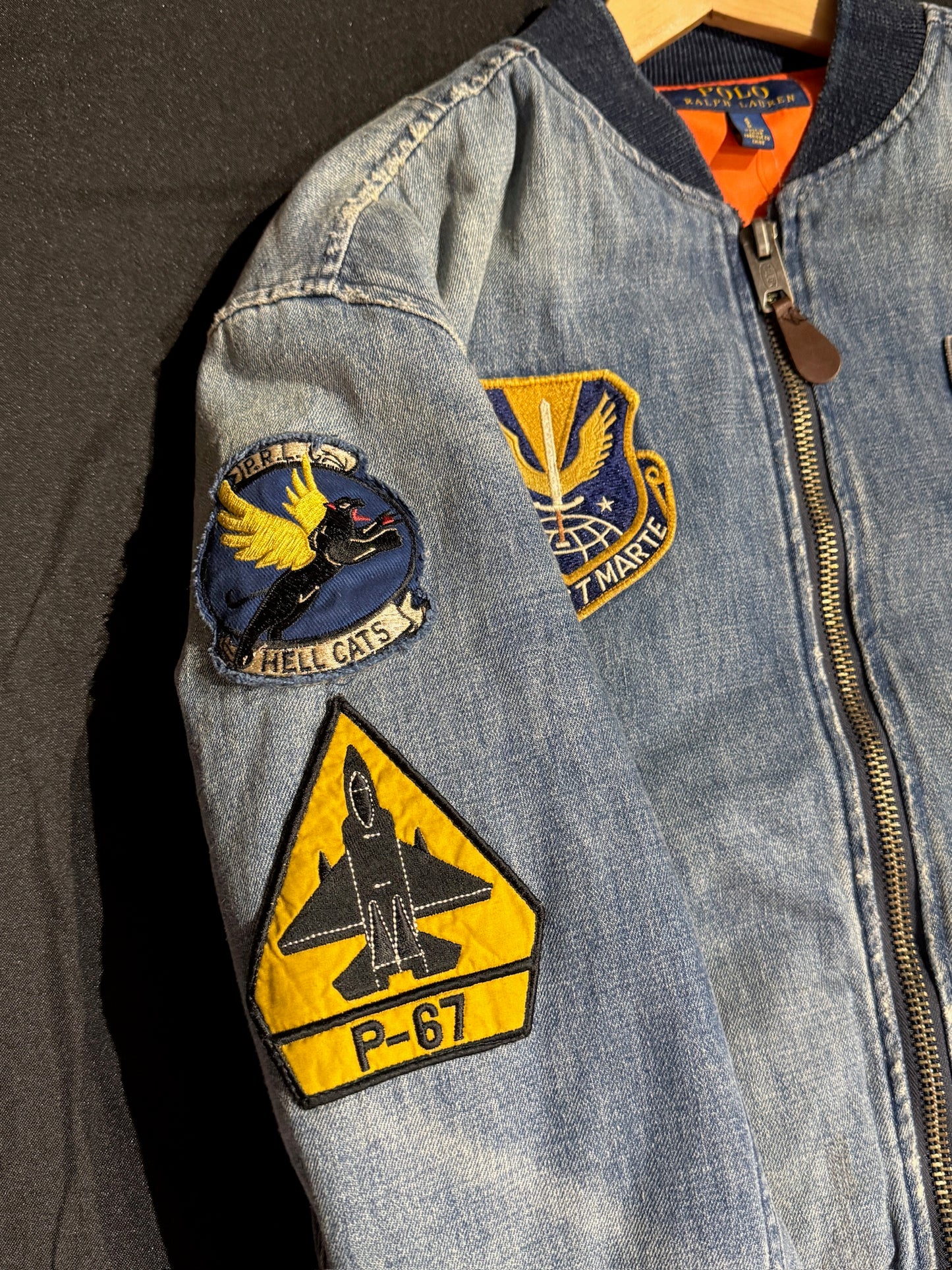 POLO RALPH LAUREN "FLIGHT" BOMBER DENIM JACKET SZ: S