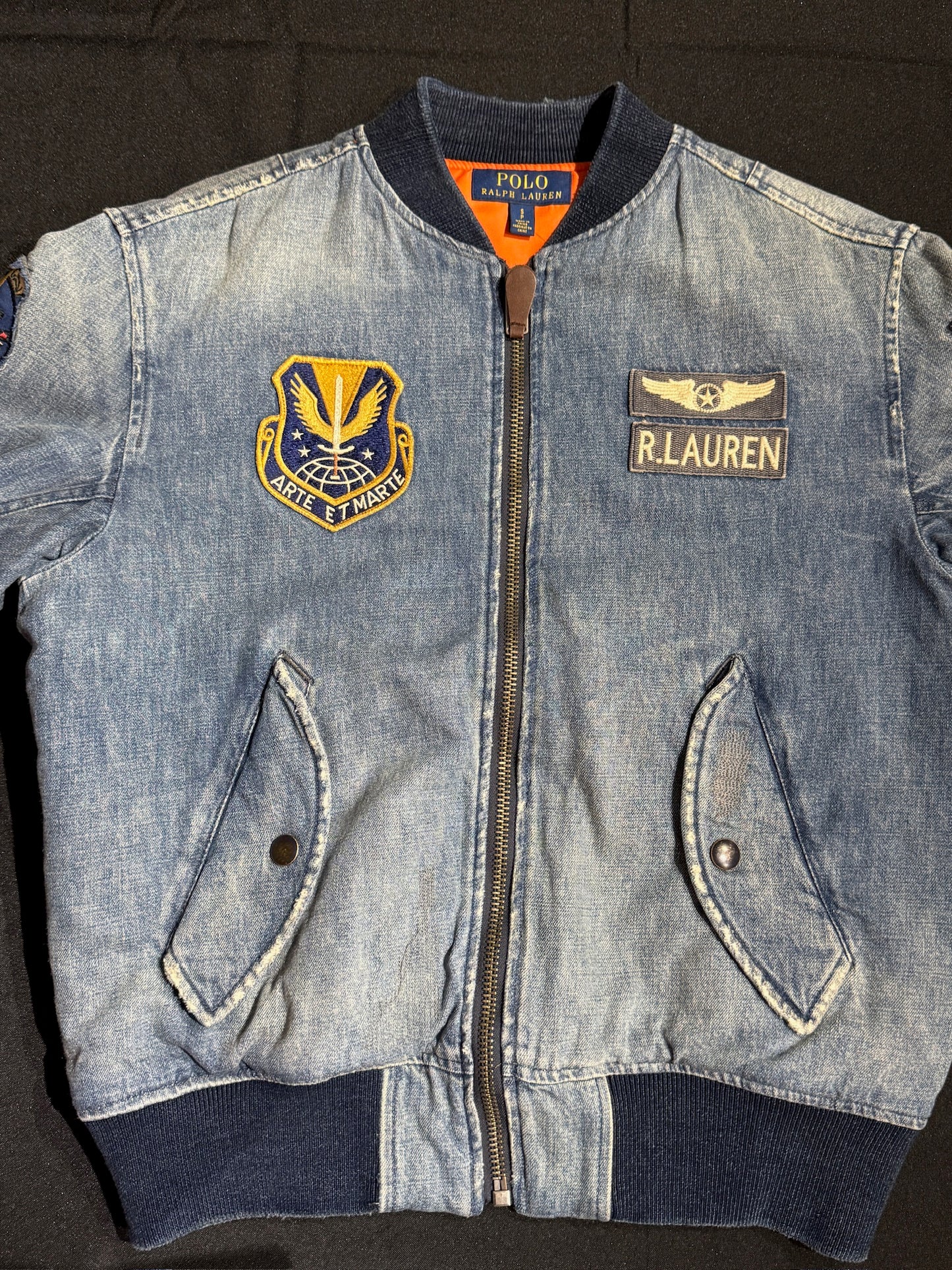 POLO RALPH LAUREN "FLIGHT" BOMBER DENIM JACKET SZ: S