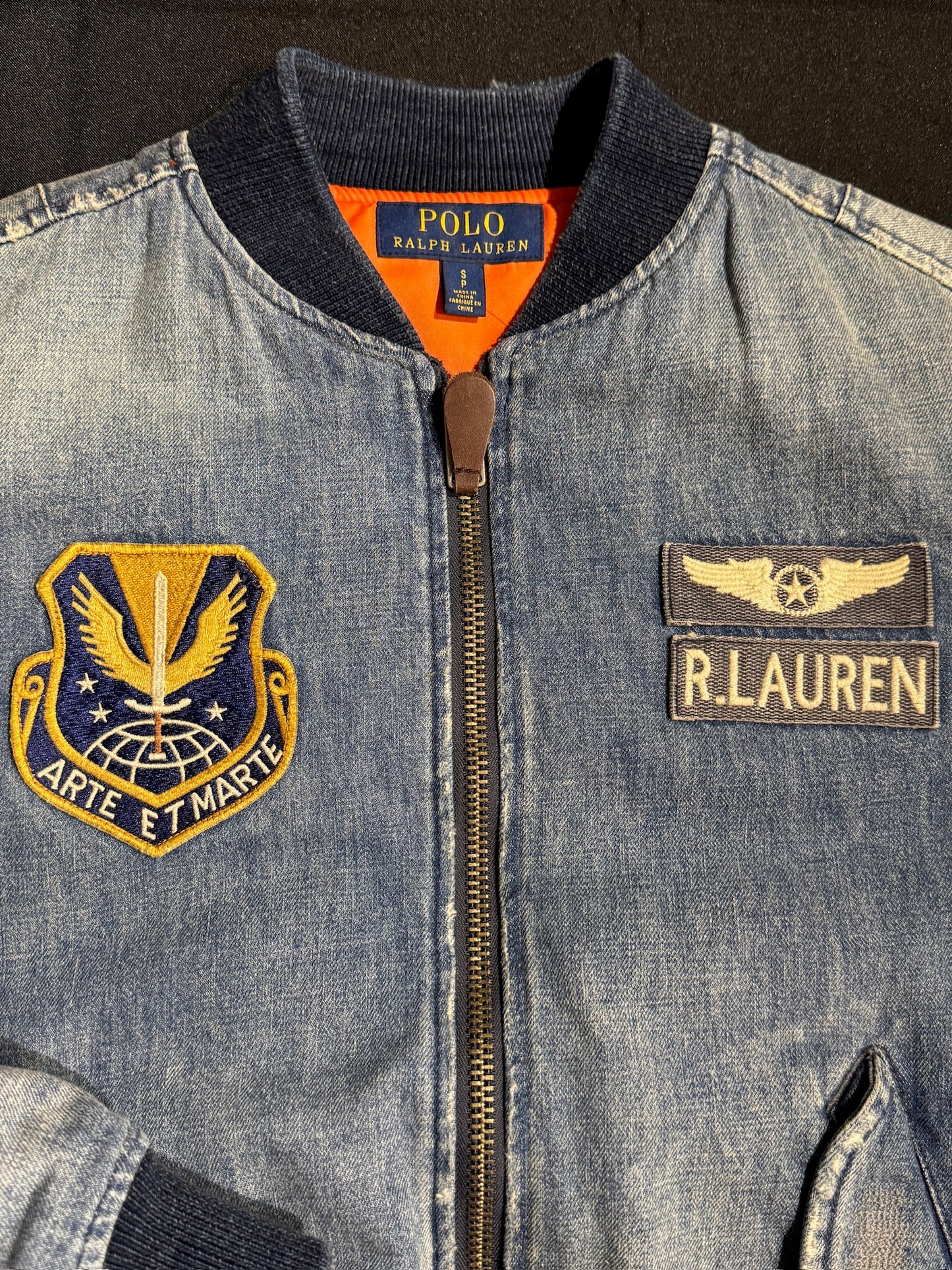 POLO RALPH LAUREN "FLIGHT" BOMBER DENIM JACKET SZ: S
