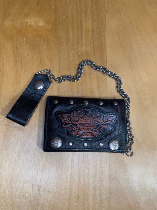 VINTAGE HARLEY DAVIDSON MOTORCYCLES LEATHER BIKER WALLET