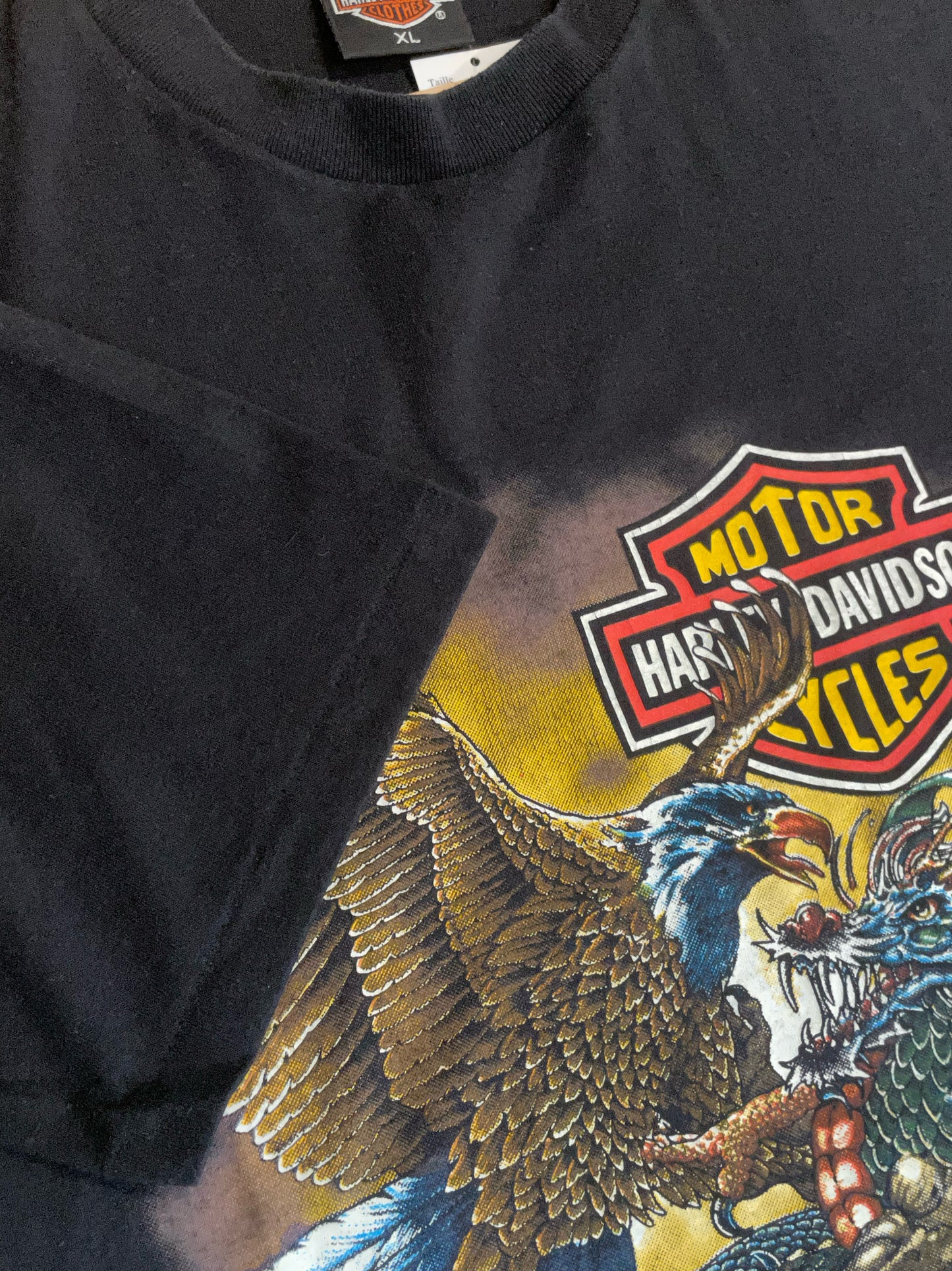 VINTAGE 1988 HARLEY DAVIDSON " EAGLE VS DRAGON" MOTO CYCLES T-SHIRT SZ: XL