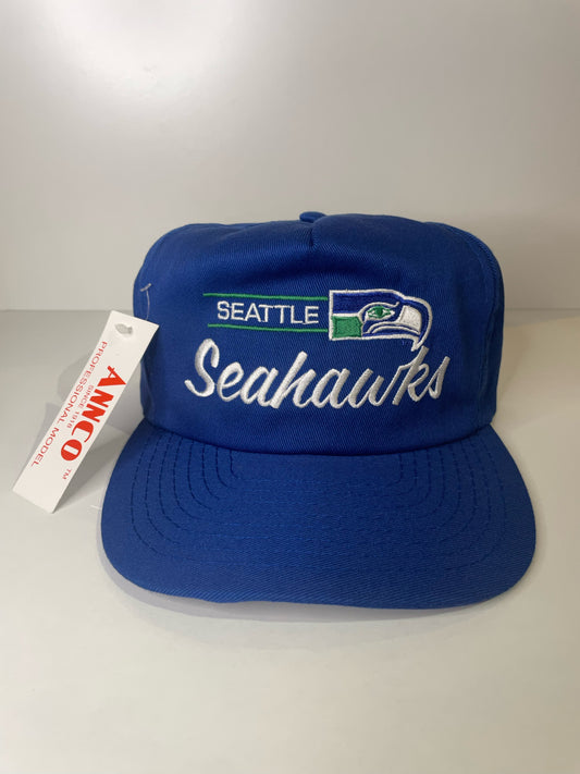"DS" VINTAGE 90s SEATTLE SEAHAWKS ANNCO SNAPBACK CAP HAT