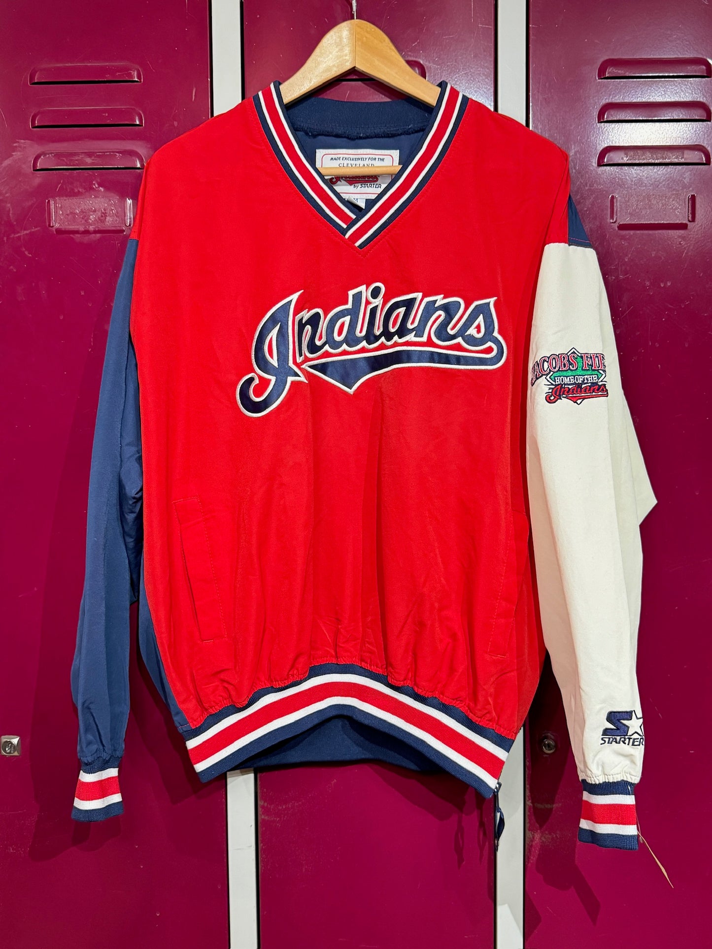VINTAGE 90s STARTER CLEVELAND INDIANS PULLOVER WINDBREAKER JACKET SZ: M