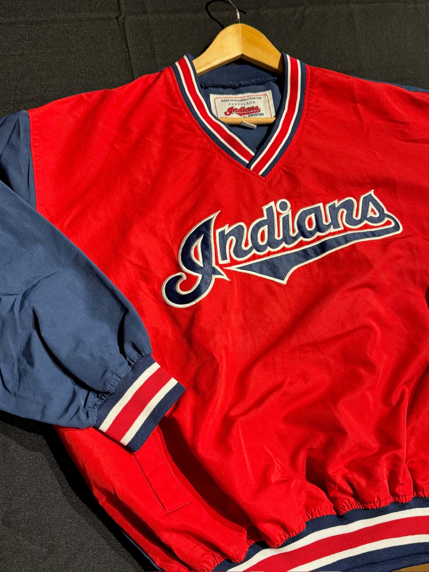 VINTAGE 90s STARTER CLEVELAND INDIANS PULLOVER WINDBREAKER JACKET SZ: M