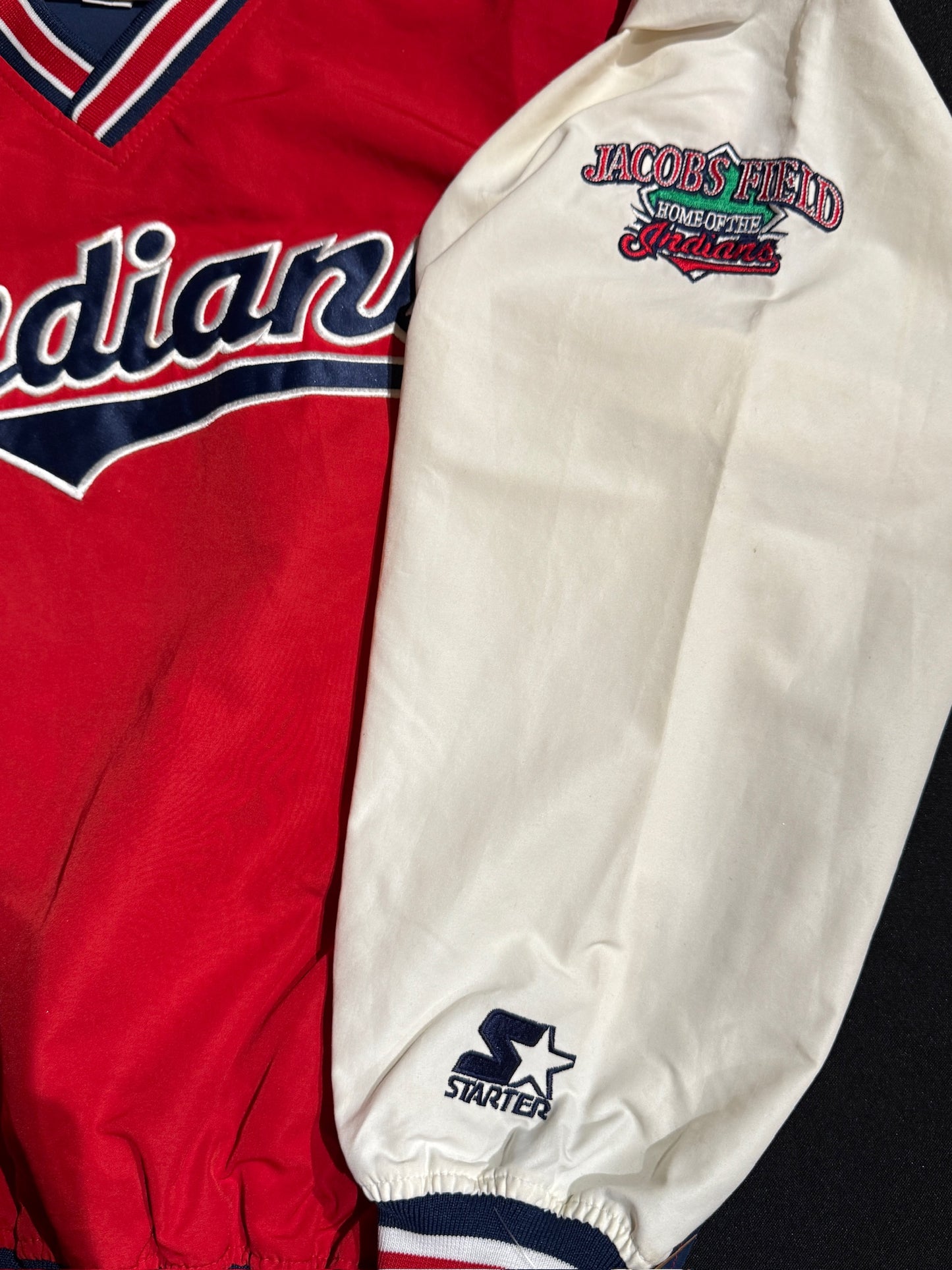 VINTAGE 90s STARTER CLEVELAND INDIANS PULLOVER WINDBREAKER JACKET SZ: M