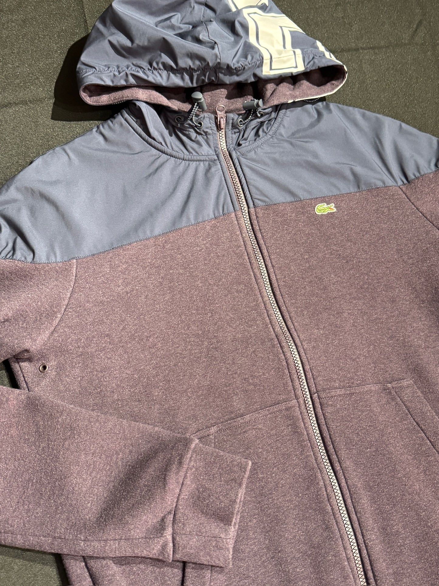LACOSTE HOODED TRACKSUIT TOP SZ: 4/M