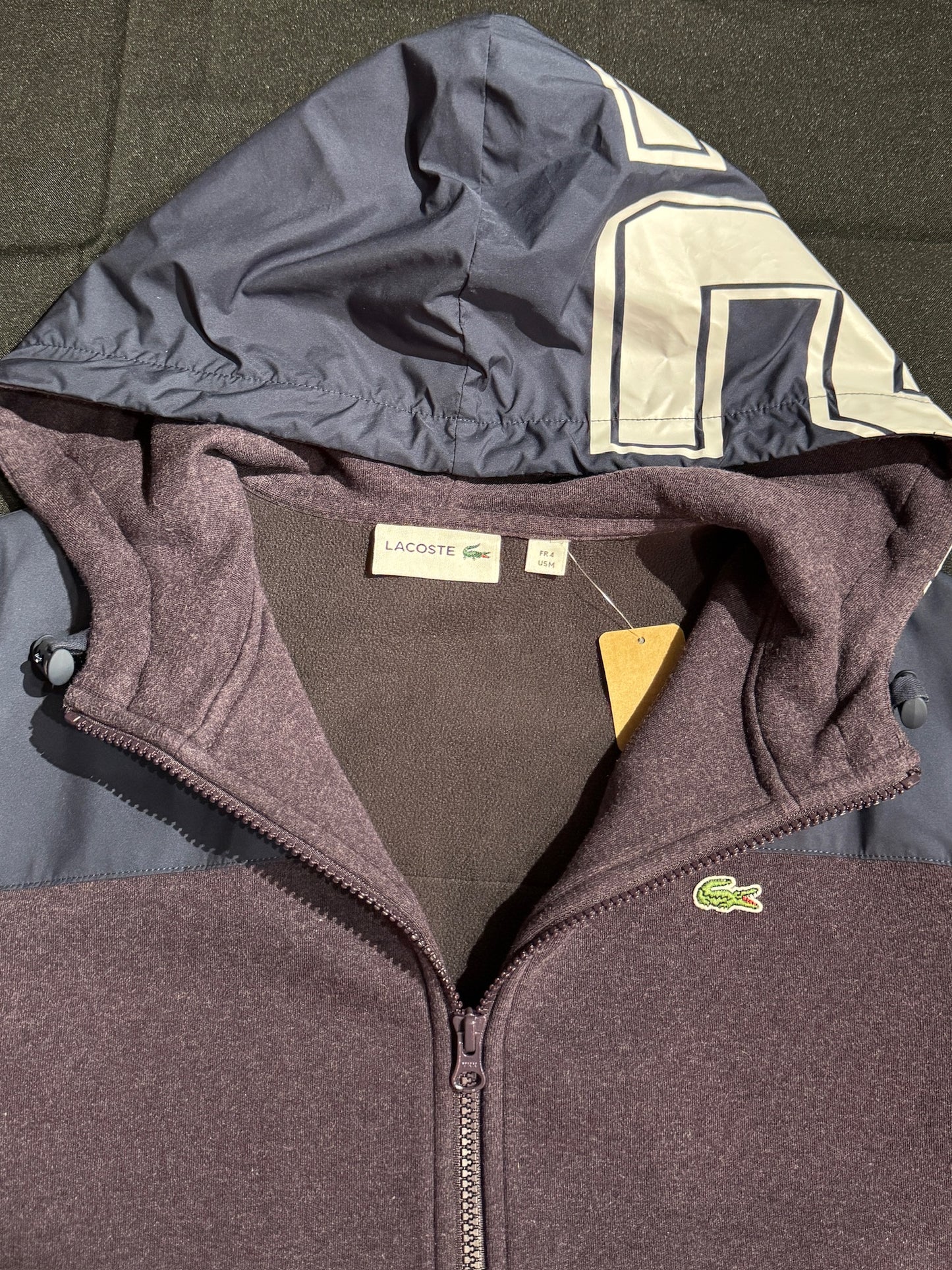 LACOSTE HOODED TRACKSUIT TOP SZ: 4/M