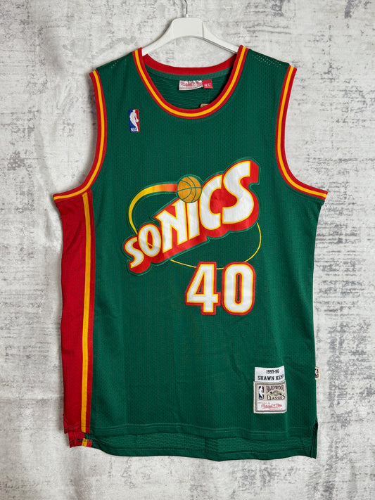 MITCHELL & NESS SEATTLE SUPERSONICS "SHAWN KEMP" NBA JERSEY  SZ: 48-XL