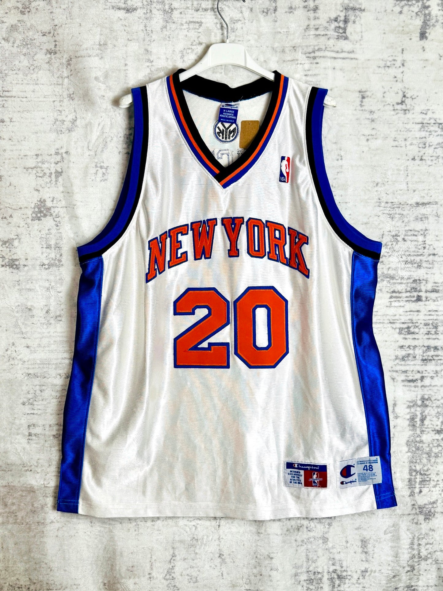 VINTAGE 90s CHAMPION NEW YORK KNICKS "ALLAN HOUSTON" NBA JERSEY SZ: 48-XL