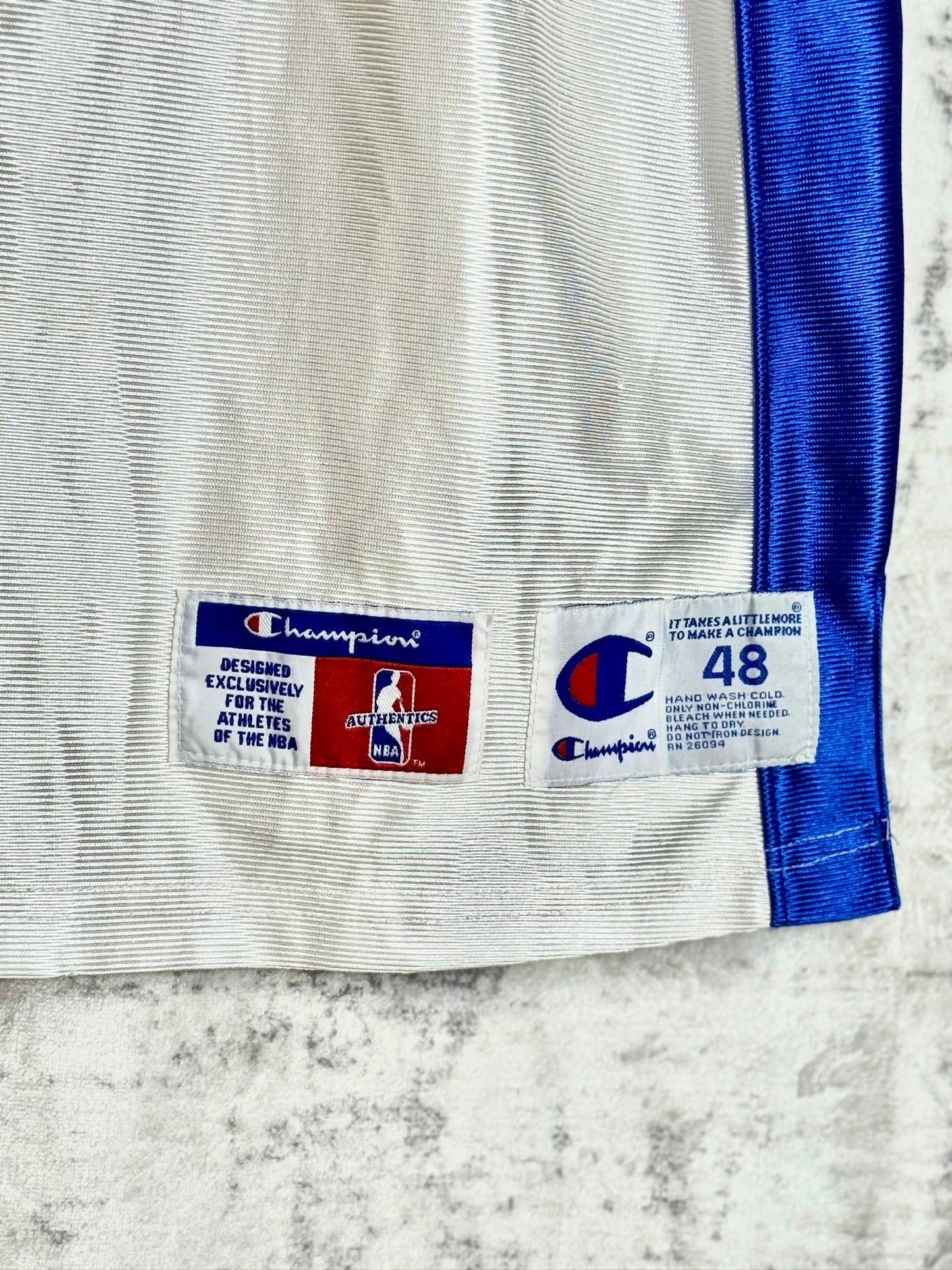 VINTAGE 90s CHAMPION NEW YORK KNICKS "ALLAN HOUSTON" NBA JERSEY SZ: 48-XL