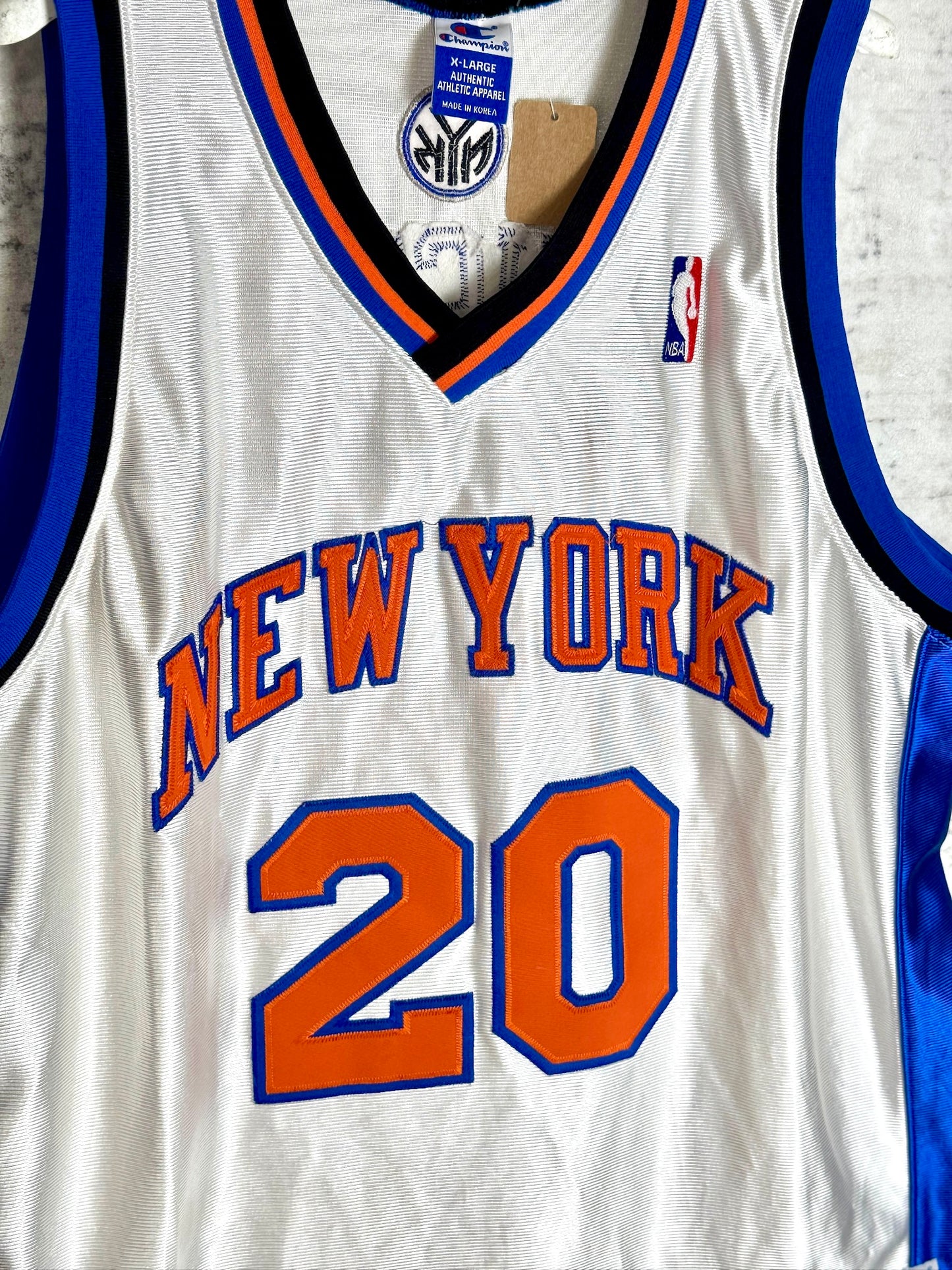 VINTAGE 90s CHAMPION NEW YORK KNICKS "ALLAN HOUSTON" NBA JERSEY SZ: 48-XL