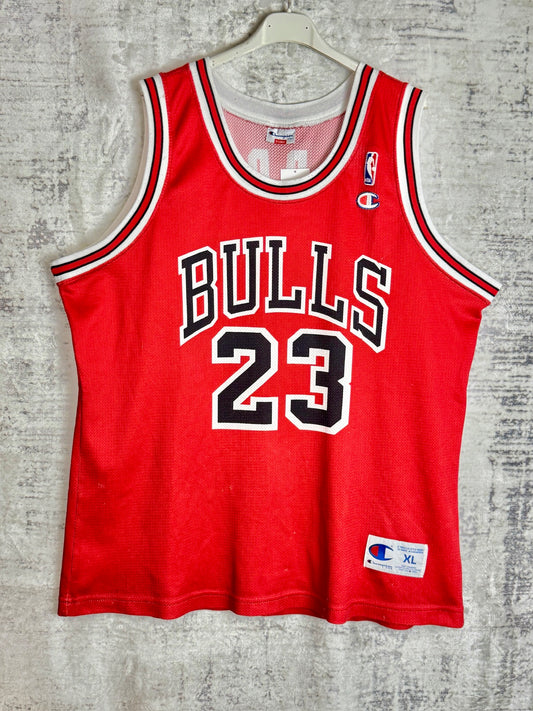 VINTAGE 90s CHAMPION CHICAGO BULLS "MICHAEL JORDAN" NBA JERSEY  SZ: XL