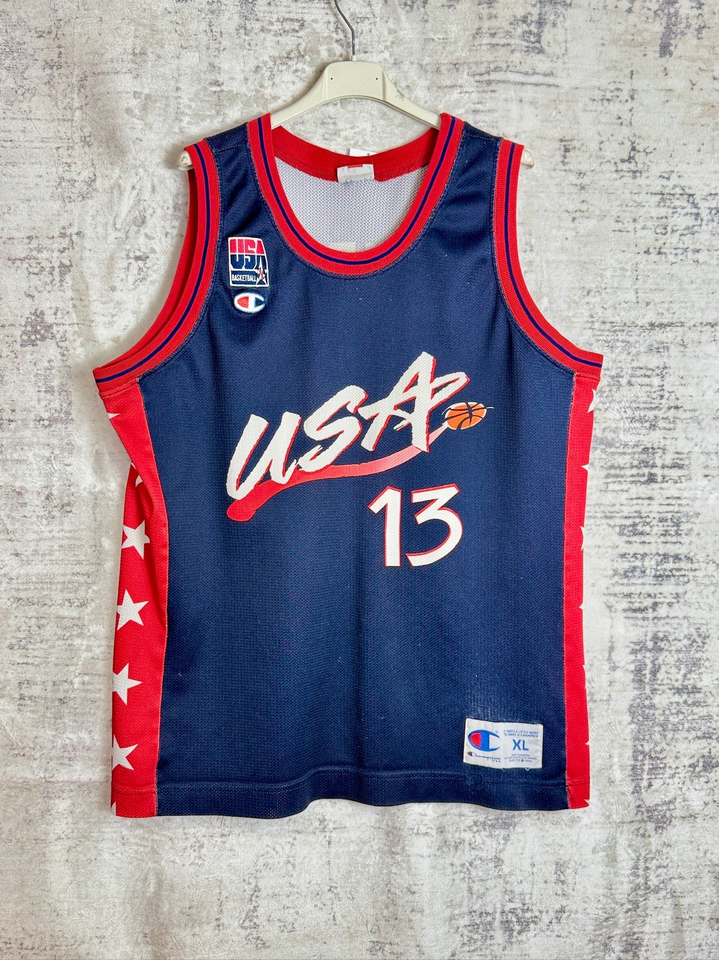 VINTAGE CHAMPION TEAM USA '96 "SHAQUILLE O'NEAL" BASKETBALL JERSEY SZ: XL