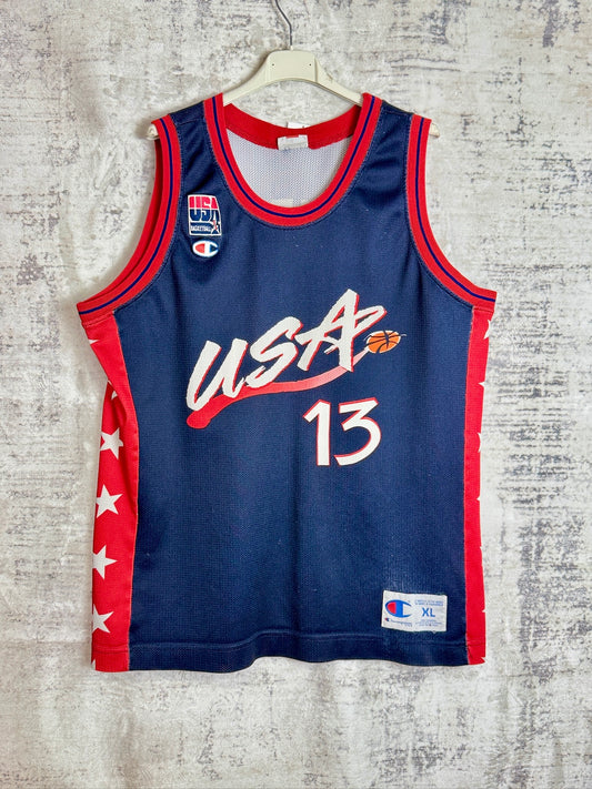 VINTAGE CHAMPION TEAM USA '96 "SHAQUILLE O'NEAL" BASKETBALL JERSEY  SZ: XL