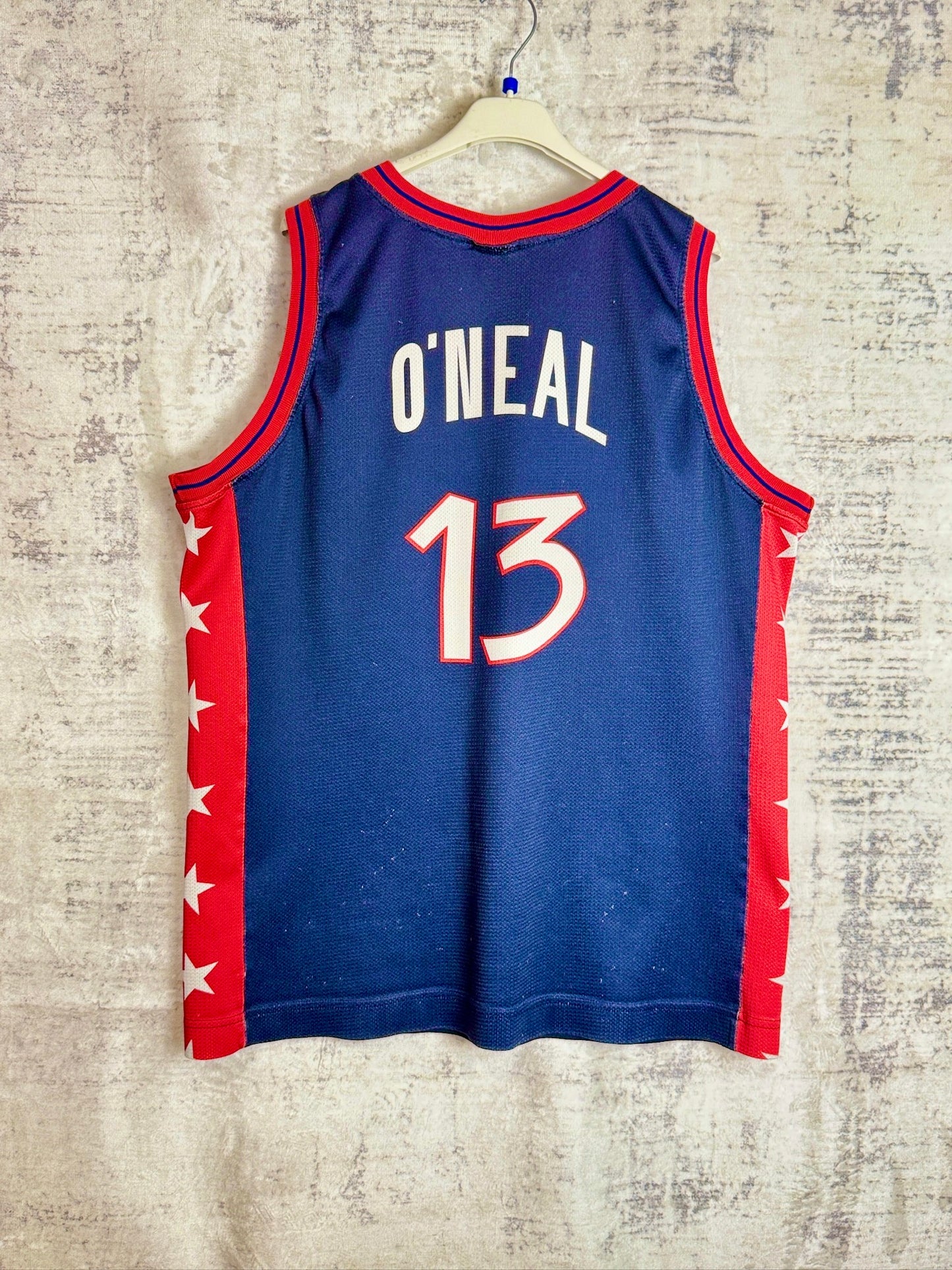 VINTAGE CHAMPION TEAM USA '96 "SHAQUILLE O'NEAL" BASKETBALL JERSEY SZ: XL
