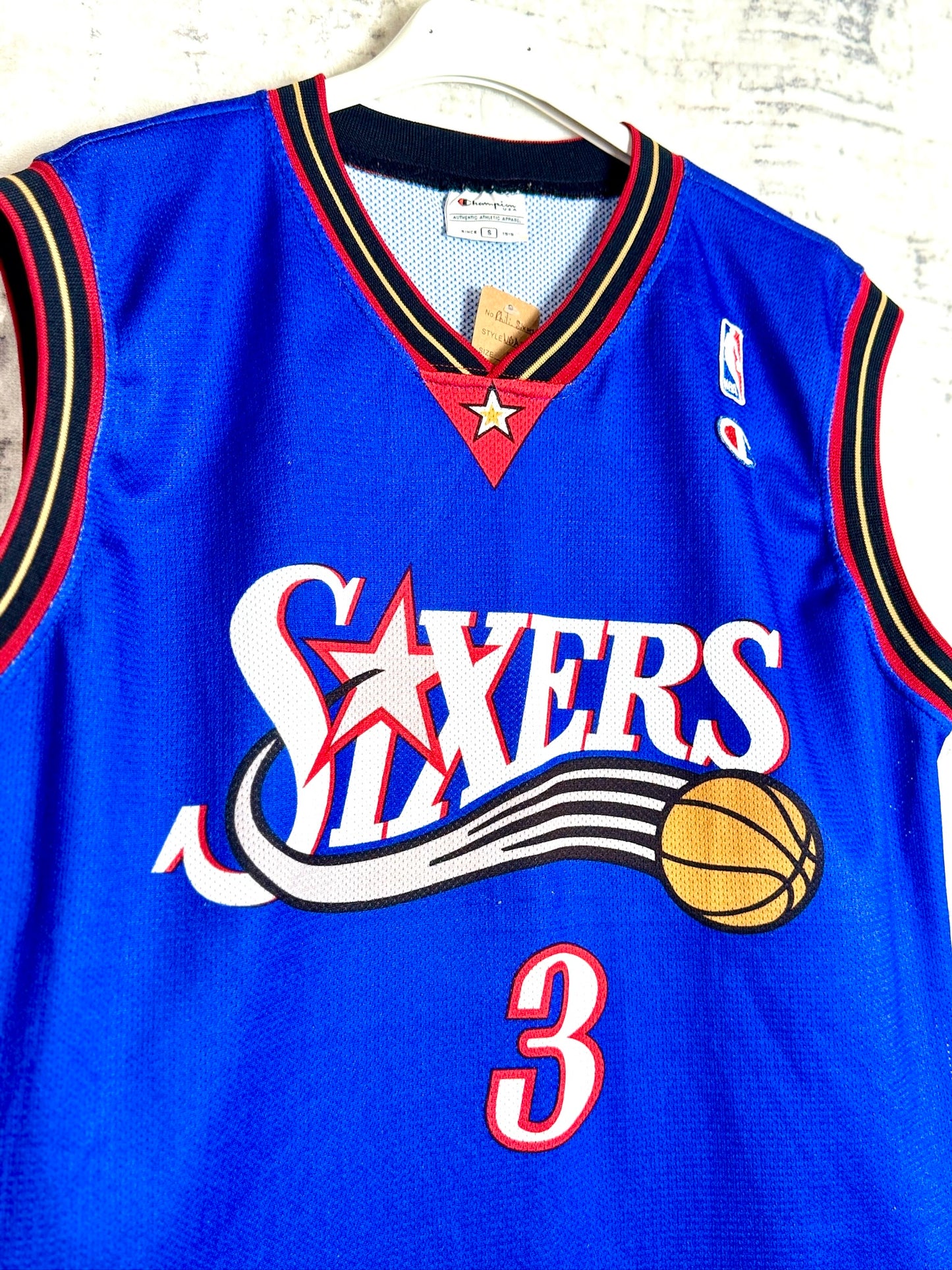 VINTAGE CHAMPION PHILADELPHIA 76ERS "ALLEN IVERSON" NBA JERSEY SZ: S