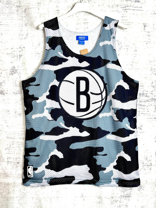 ADIDAS BROOKLYN NETS CAMO BASKETBALL JERSEY  SZ: L