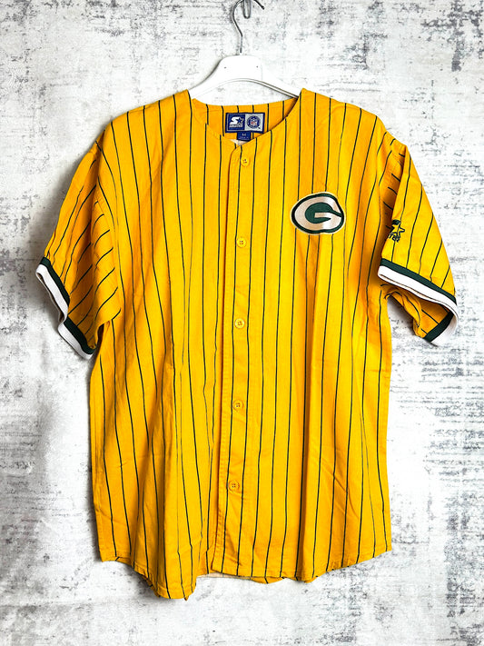 VINTAGE 90s GREEN BAY PACKERS PINSTRIPE MLB BASEBALL JERSEY  SZ: M